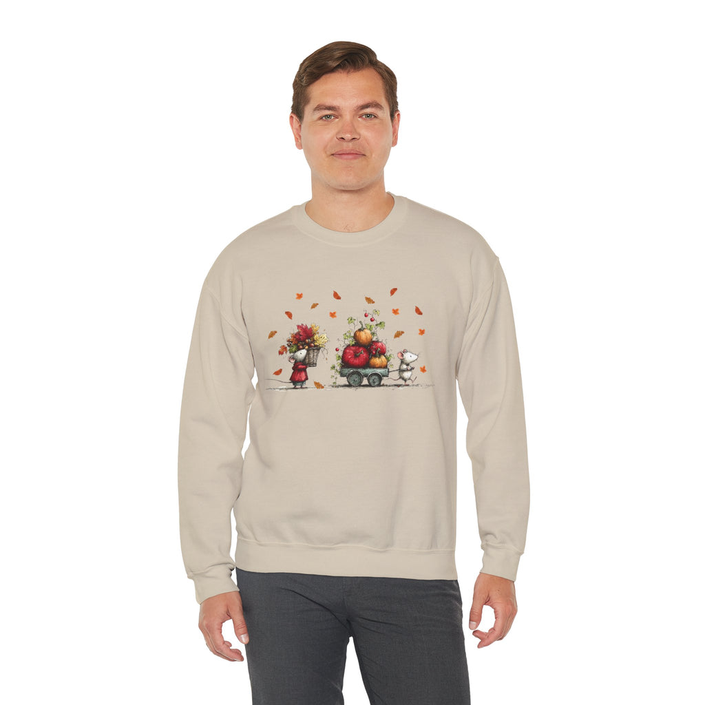 Fall Pumpkin Wagon Cute Autumn Harvest Sweatshirt, Thanksgiving Fall Leaves Shirt, Watercolor Pumpkin Apple Cart, Gift for Fall Lovers