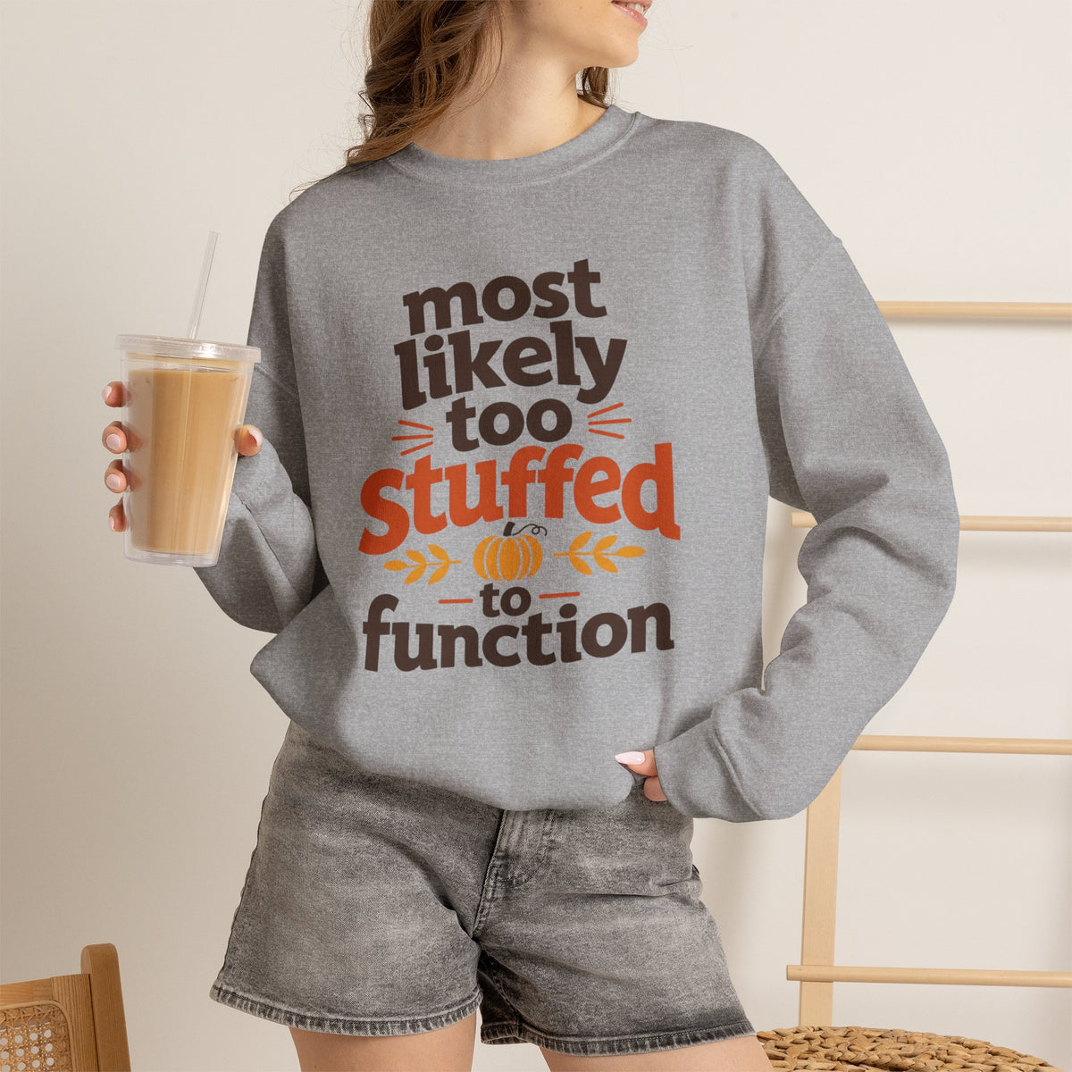 Most Likely To Be Stuffed To Function Sweatshirt, Funny Thanksgiving Shirt, Family Matching Turkey Day Sweater, Fall Food Coma Sweatshirt