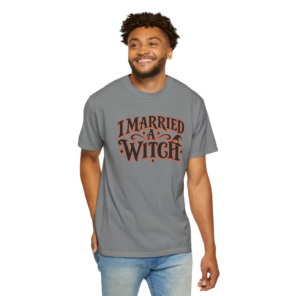 I Married A Witch Shirt, Funny Halloween Shirt, Witch Husband Shirt, Halloween Couple Shirt, Spooky Season Tee, Witchy Wife Gift for Him