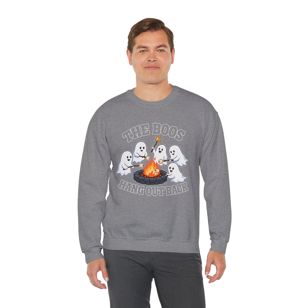 The Boos Hang Out Back Sweatshirt, Funny Halloween Ghost Campfire Shirt, Cute Ghost Bonfire Crewneck, Spooky Fall Sweater, Halloween Gift