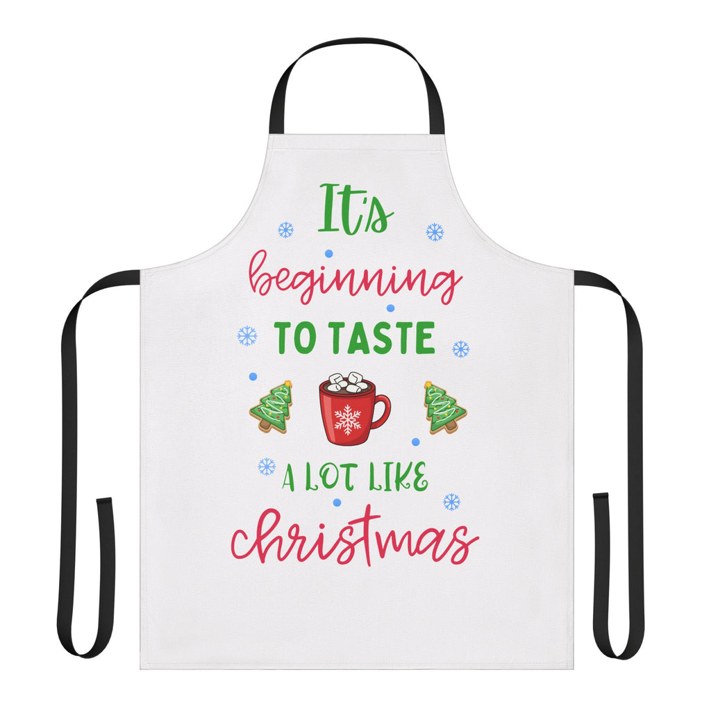 It's Beginning to Taste A Lot Like Christmas Apron, Funny Hot Cocoa Christmas Apron, Holiday Baking Apron, Cute Xmas Kitchen Gift for Her