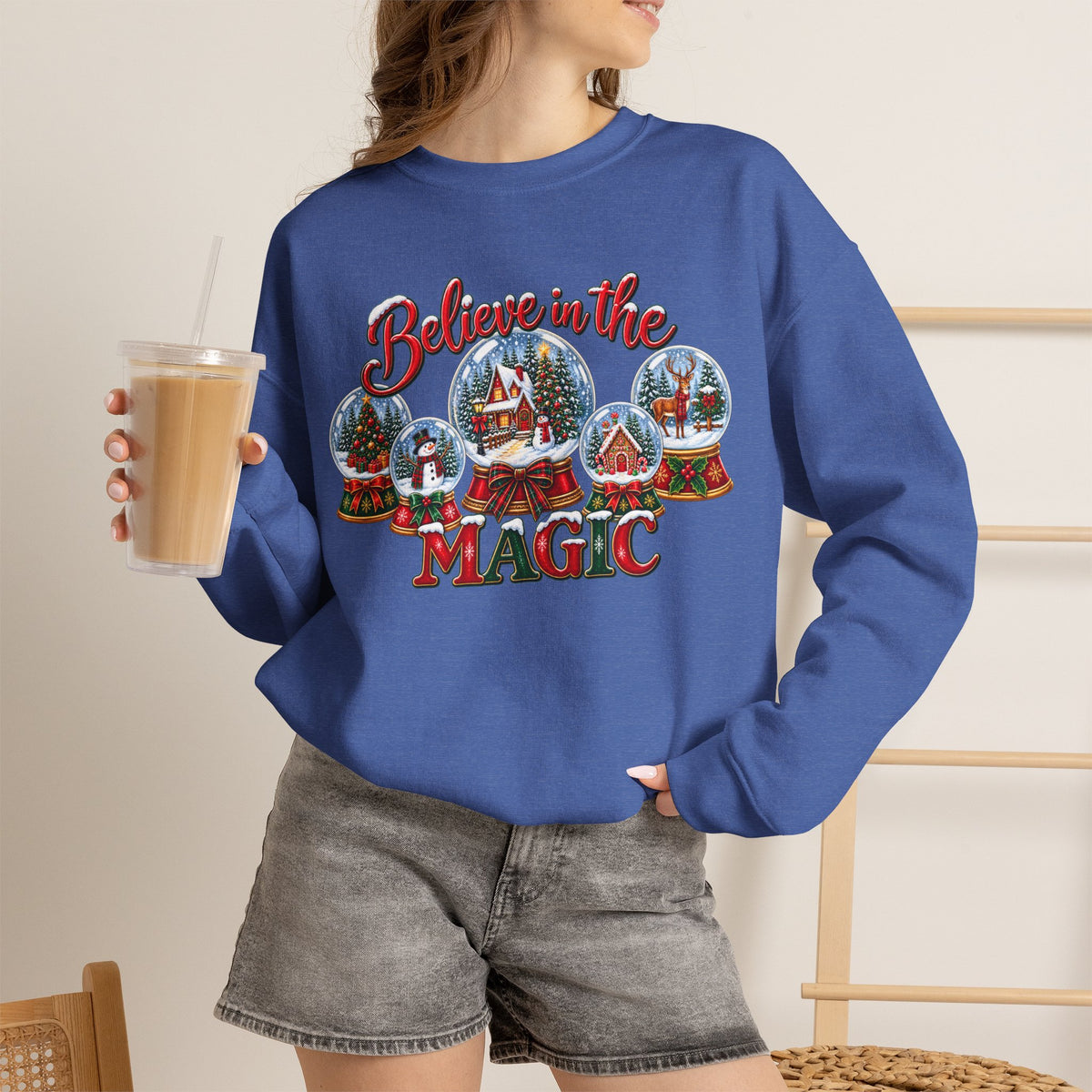 Believe in the Magic Sweatshirt, Christmas Snow Globe Sweatshirt, Retro Christmas Shirt, Winter Holiday Sweatshirt, Christmas Village Tee