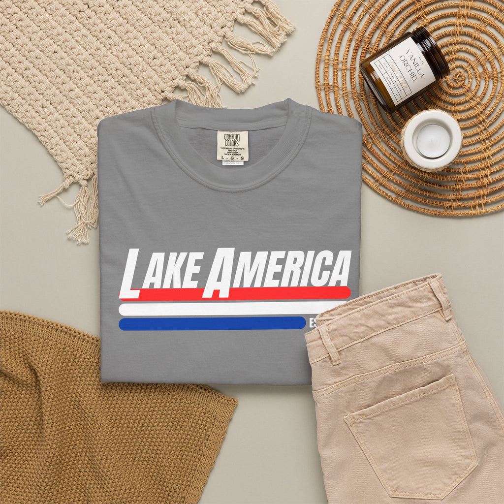 Lake America Shirt, Patriotic Lake Life Tee, 4th of July Shirt, American Flag Lake Shirt, Summer Lake Tee, Boating Shirt, Unisex T-Shirt