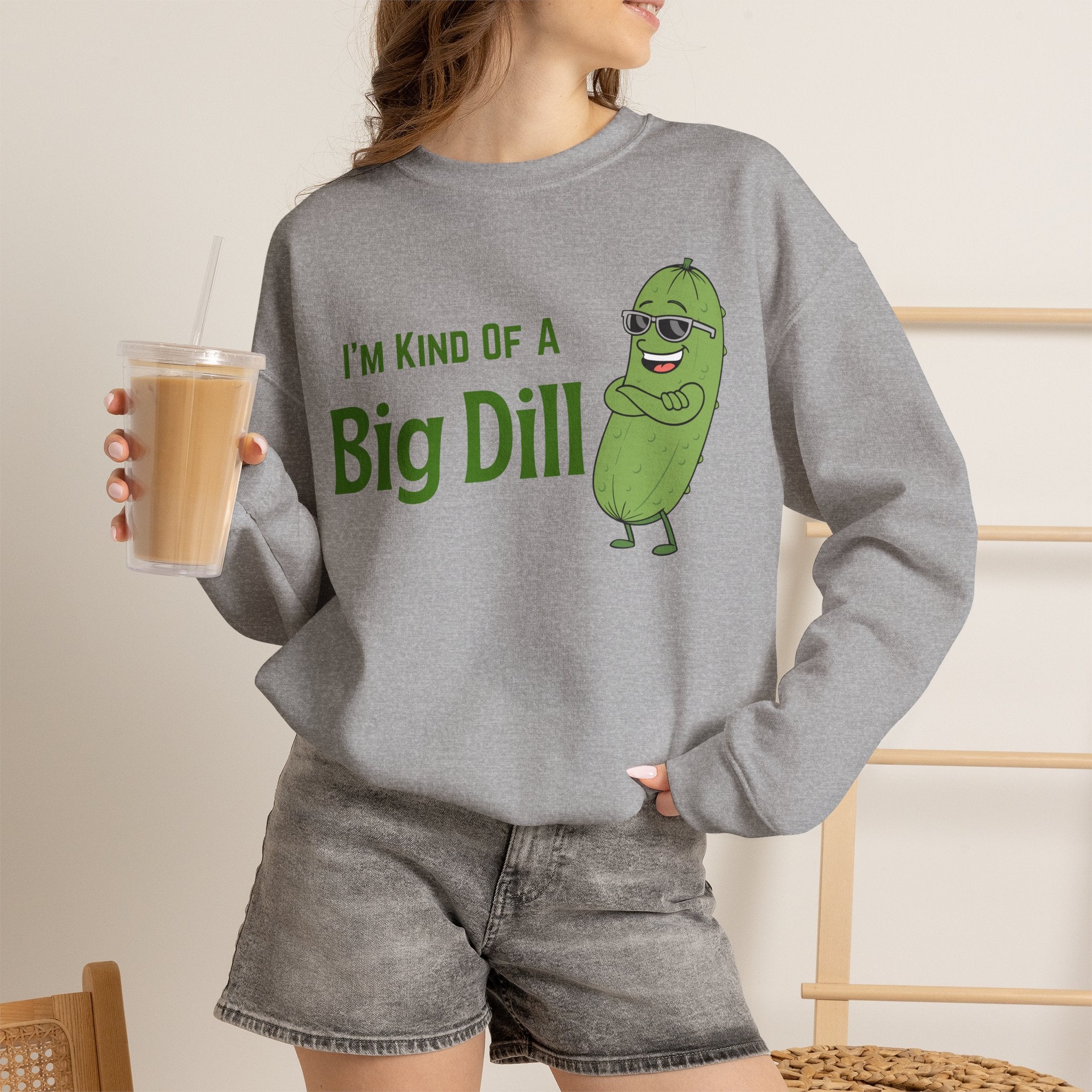 I'm Kind Of A Big Dill Sweatshirt, Funny Pickle Pun Crewneck, Sarcastic Foodie Gift, Cute Pickle Lover Shirt, Sand Unisex Sweatshirt Gift