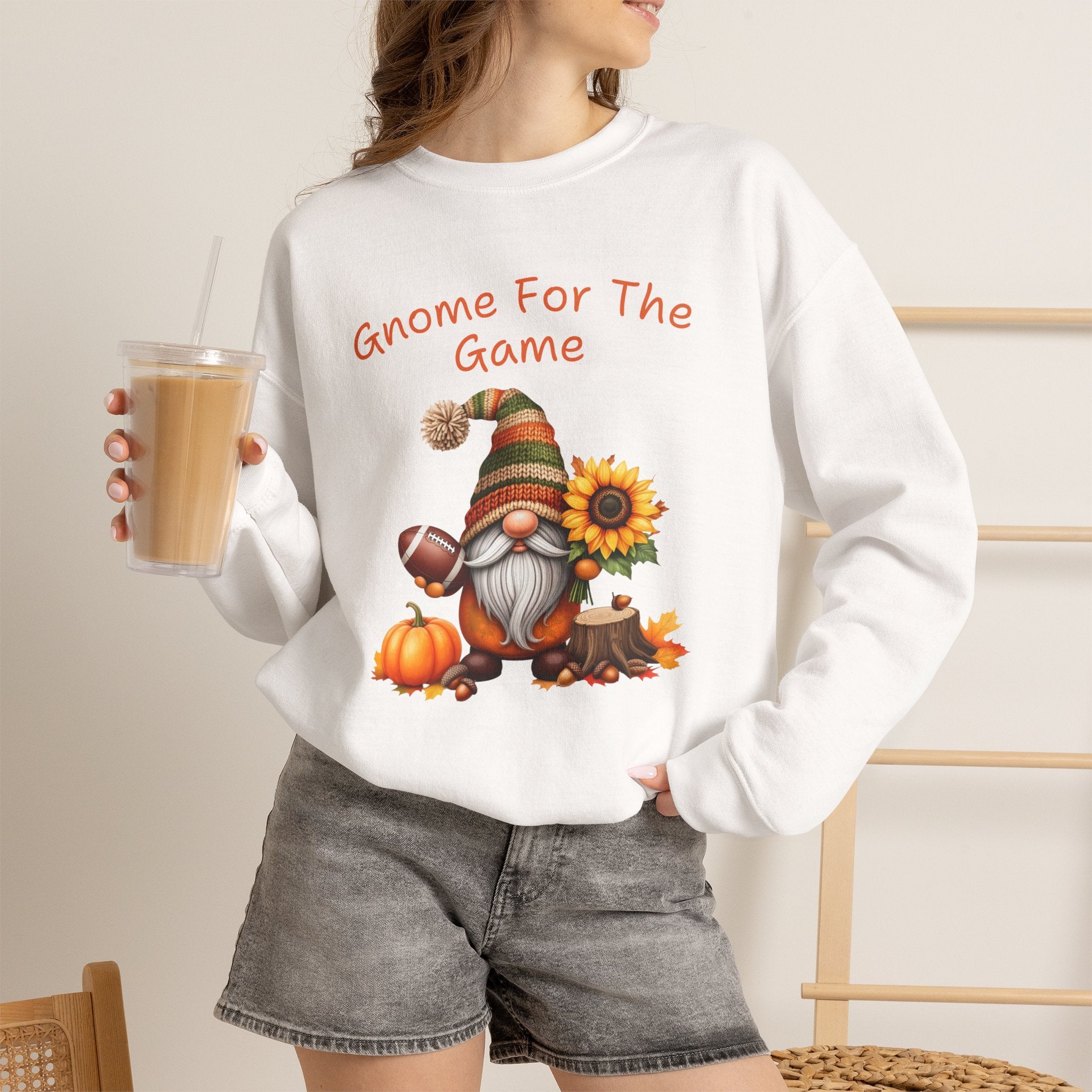 Gnome For The Game Sweatshirt, Football Gnome Fall Crewneck, Autumn Pumpkin Sunflower Shirt, Game Day Sweater, Fall Football Season Gift