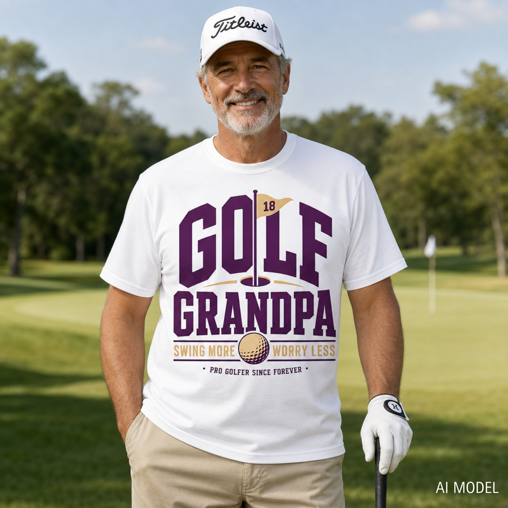 Golf Grandpa Shirt, Swing More Worry Less Tshirt, Funny Golfer Grandpa Gift, Pro Golfer Since Forever, Fathers Day Golf Gift for Grandpa