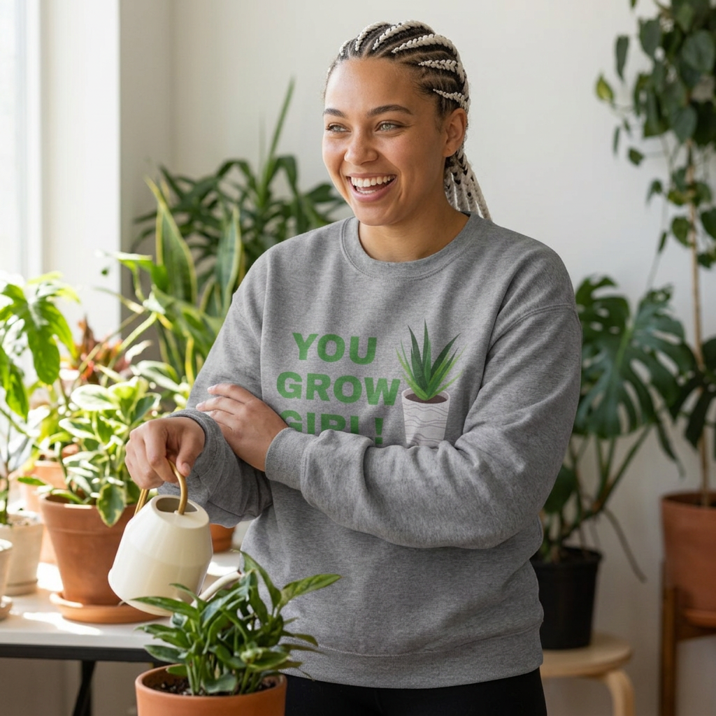 You Grow Girl Sweatshirt, Plant Lady Crewneck, Funny Plant Mom Gift, Aloe Plant Shirt, Cottagecore Sweatshirt, Plant Lover Gift for Her