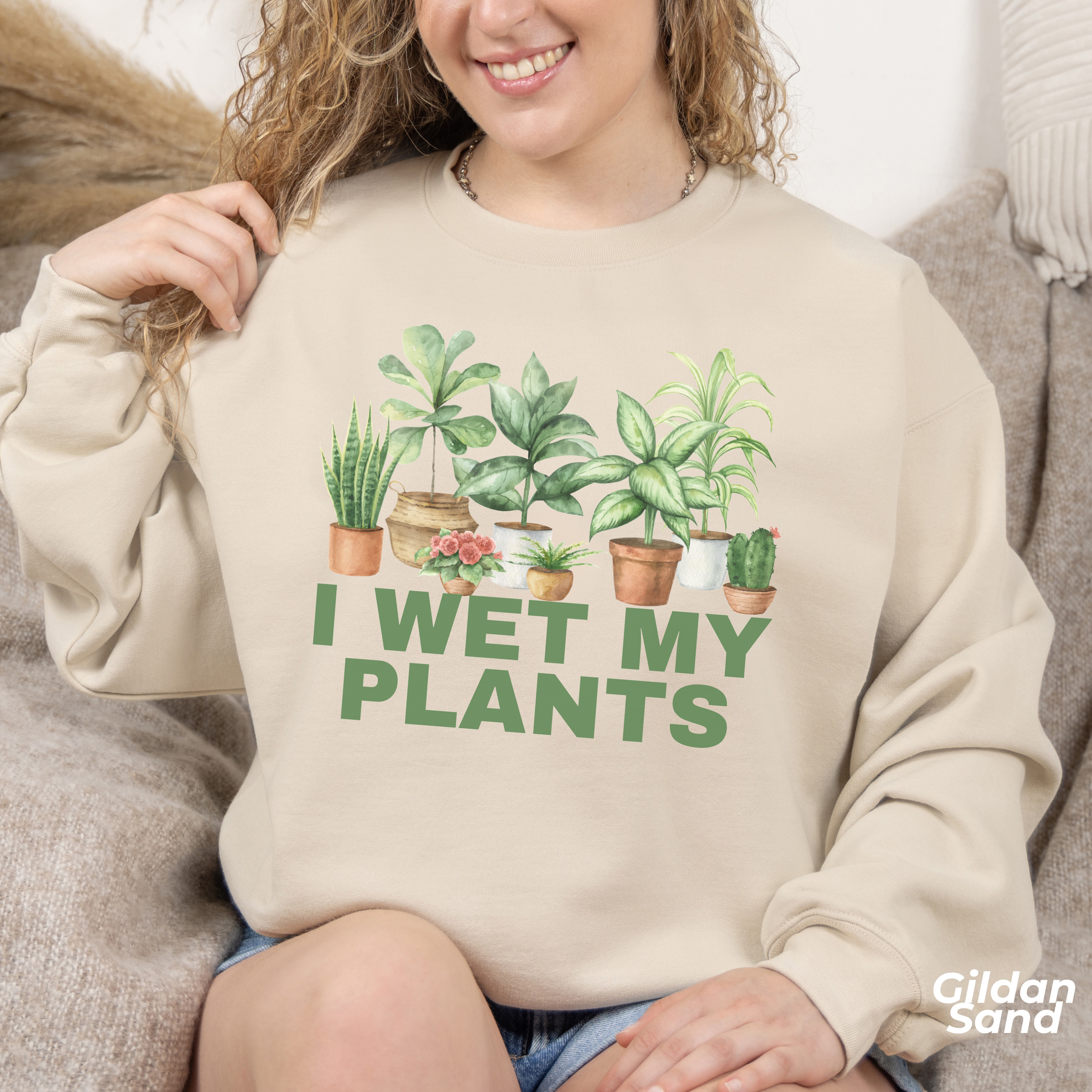 I Wet My Plants Sweatshirt, Funny Plant Lady Crewneck, Plant Mom Gift, Watercolor Houseplant Shirt, Cottagecore Sweatshirt for Her