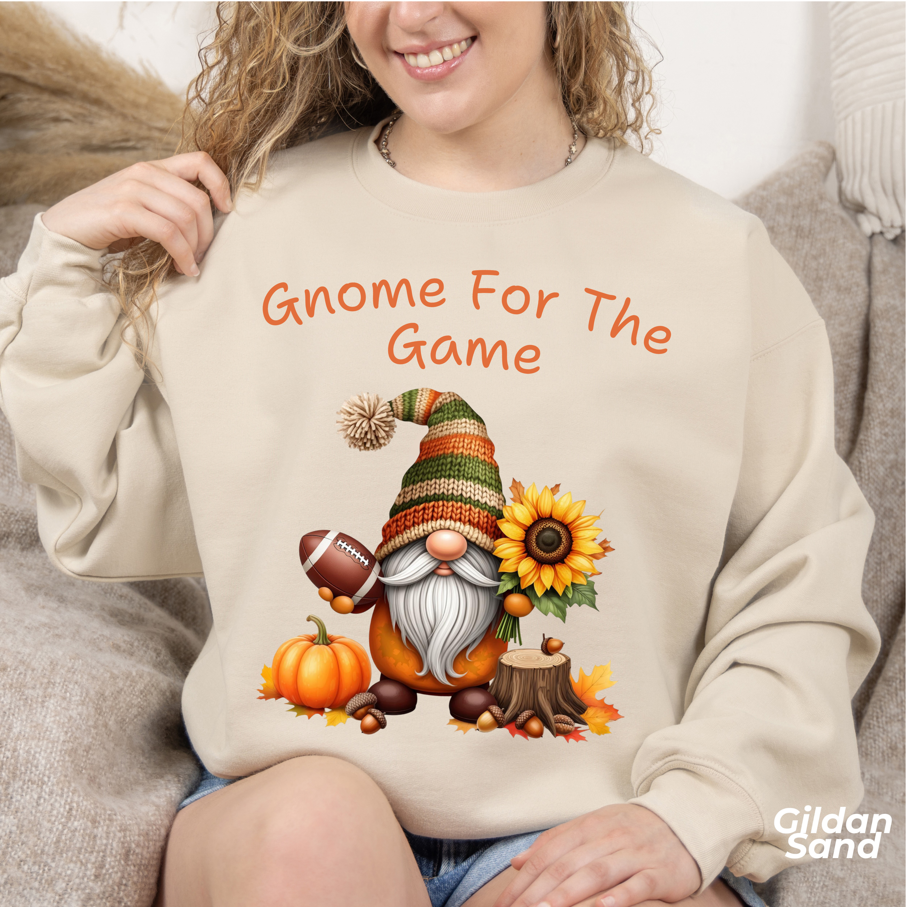 Gnome For The Game Sweatshirt, Football Gnome Fall Crewneck, Autumn Pumpkin Sunflower Shirt, Game Day Sweater, Fall Football Season Gift