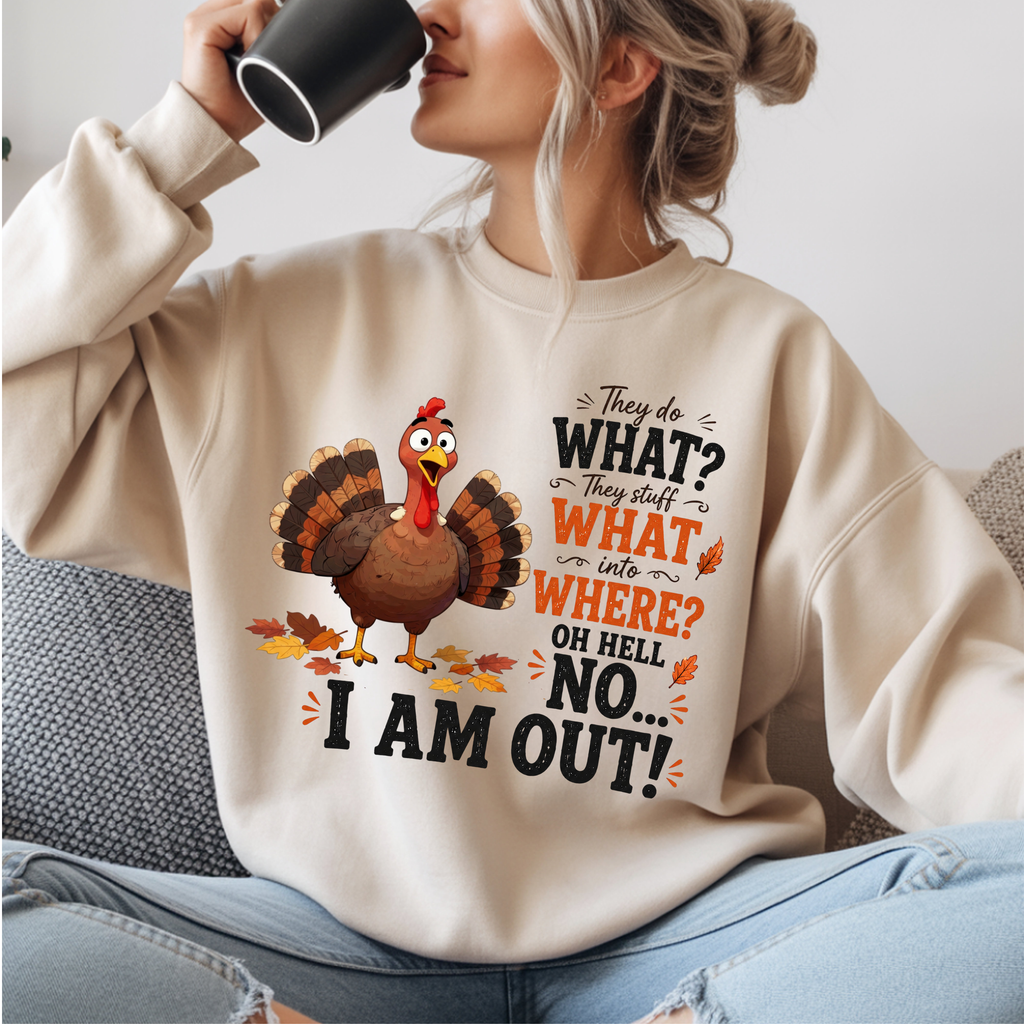 Funny Turkey Thanksgiving Sweatshirt, They Do What Oh Hell No I Am Out Shirt, Funny Turkey Sweater, Thanksgiving Family Group Shirt Gift