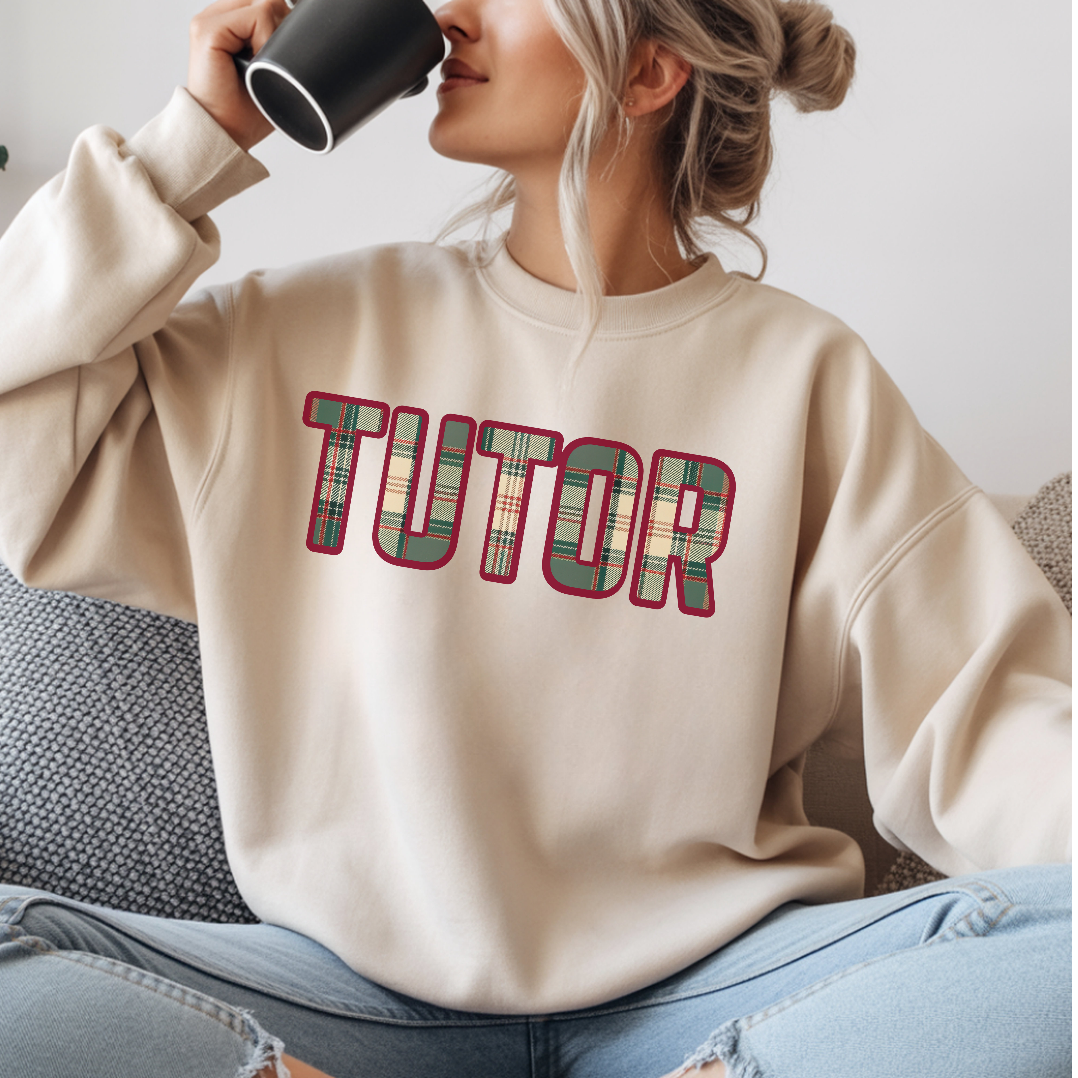 Tutor Plaid Sweatshirt, Teacher Appreciation Gift, Tutoring Crewneck, Teacher Sweater, Gift for Tutor, Plaid Font Sweatshirt" Plaid TrendTop