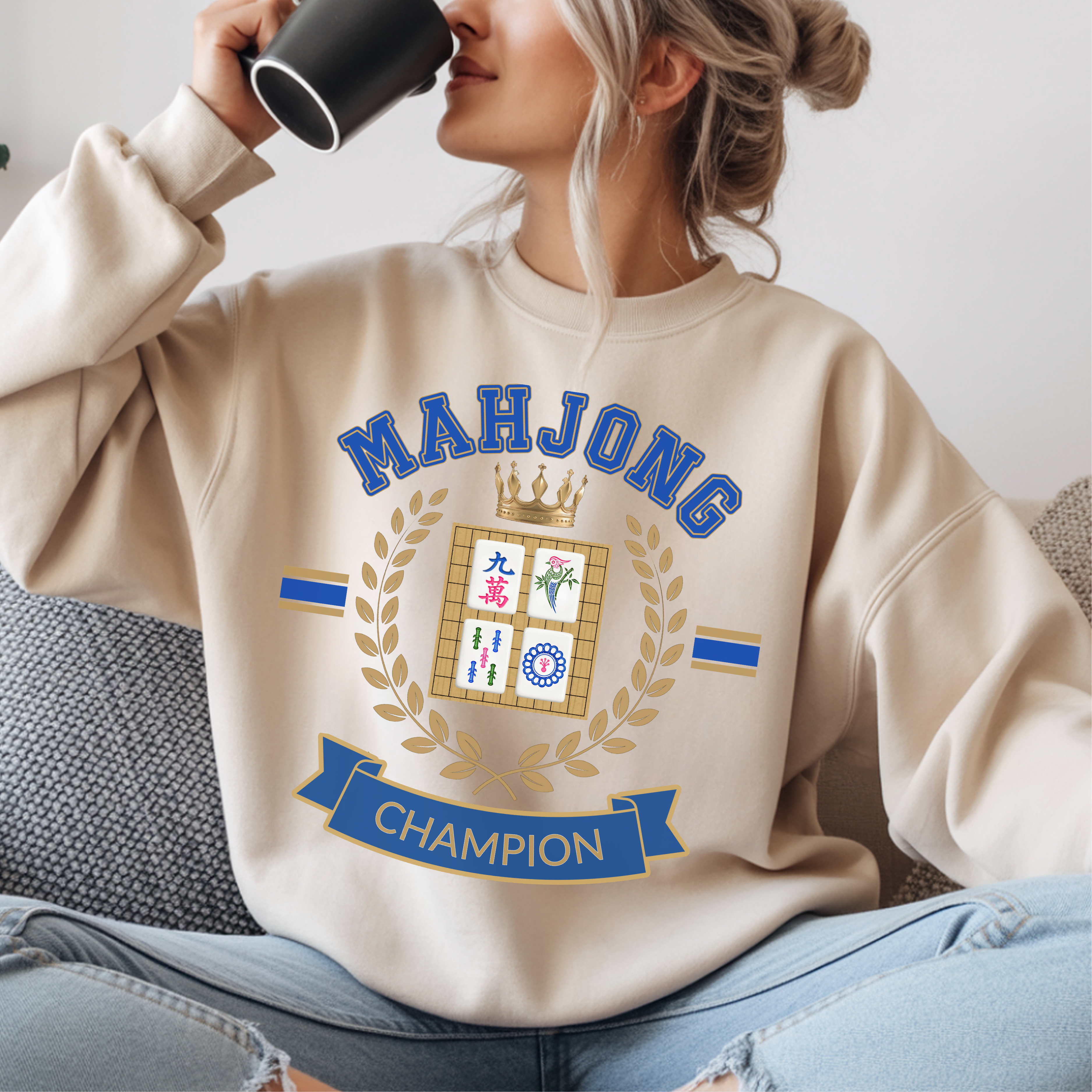Mahjong Champion Sweatshirt, Funny Mahjong Crewneck, Mahjong Gift for Her, Mahjong Club Shirt, Game Night Sweater, Mahjong Lover Gift