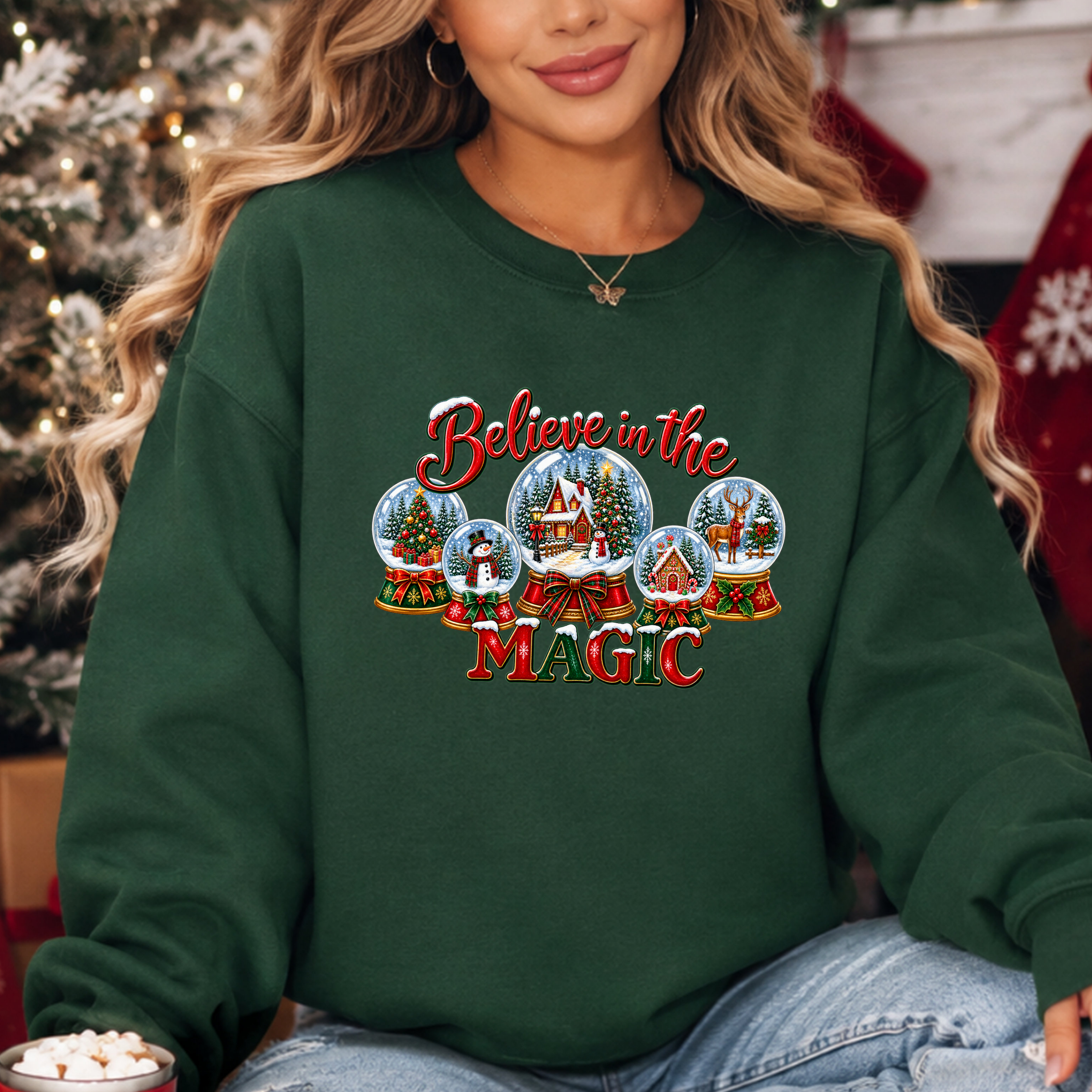 Believe in the Magic Sweatshirt, Christmas Snow Globe Sweatshirt, Retro Christmas Shirt, Winter Holiday Sweatshirt, Christmas Village Tee