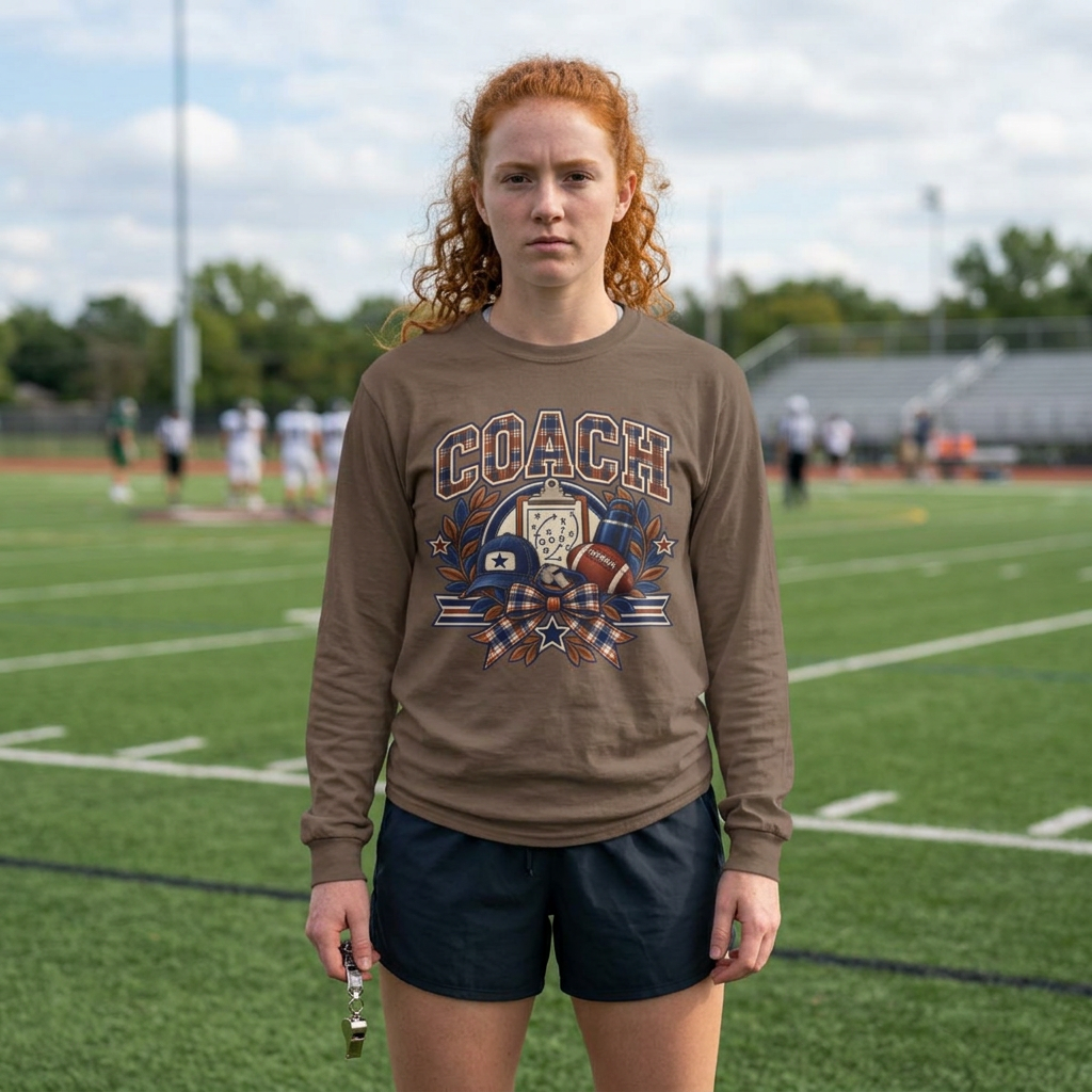 Coach Playbook Football Helmet Long Sleeve Shirt | Vintage Sports Graphic