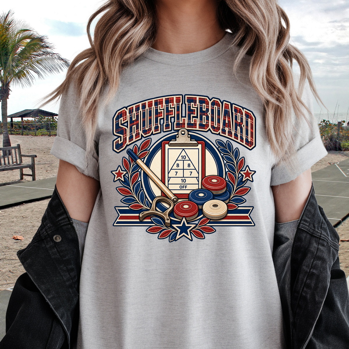 Shuffleboard Graphic T-Shirt | Vintage Shuffleboard Court Design