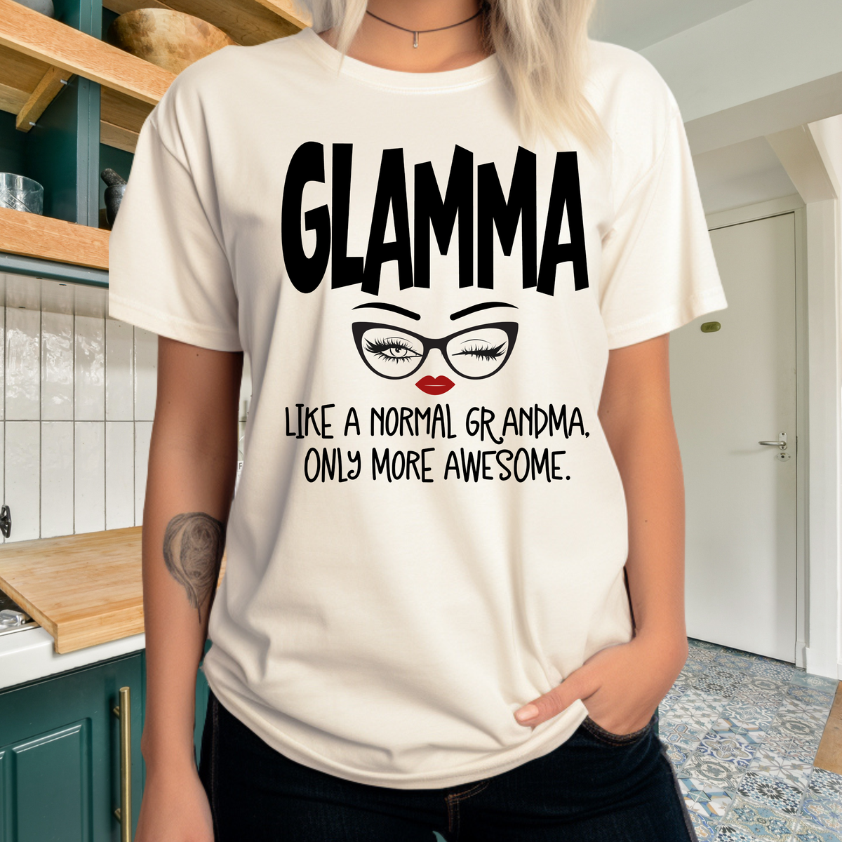 Glamma T-Shirt — "Glamma: Like a Normal Grandma, Only More Awesome" Graphic Tee
