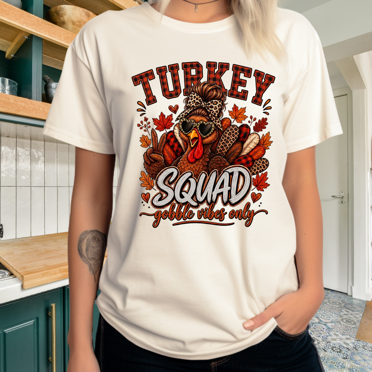 Comfort Colors Turkey Squad T-Shirt, Funny Thanksgiving Shirt, Turkey With Sunglasses T-Shirt, Fall Autumn T-Shirt, Thanksgiving Gift