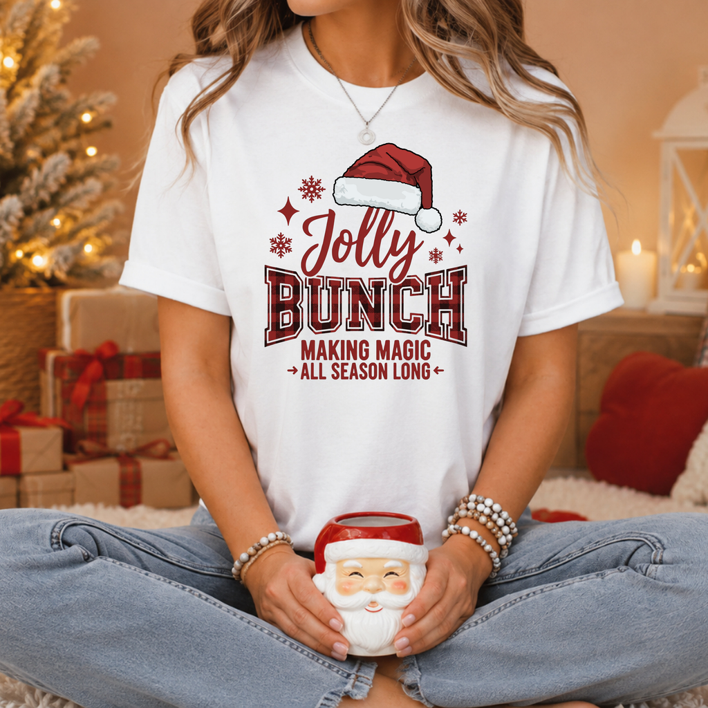 Jolly Bunch Christmas Shirt | Making Magic All Season Long | Santa Hat Tee | Cute Family Xmas T-Shirt | Holiday Group Matching Tee