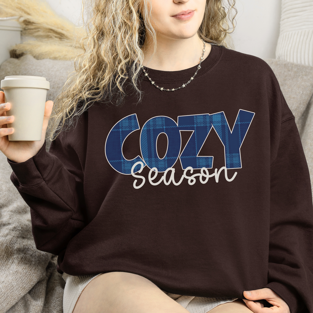 Cozy Season Sweatshirt, Plaid Cozy Season Shirt, Fall Sweatshirt, Cozy Season Crewneck, Autumn Sweatshirt, Fall Plaid Shirt, Fall Gift