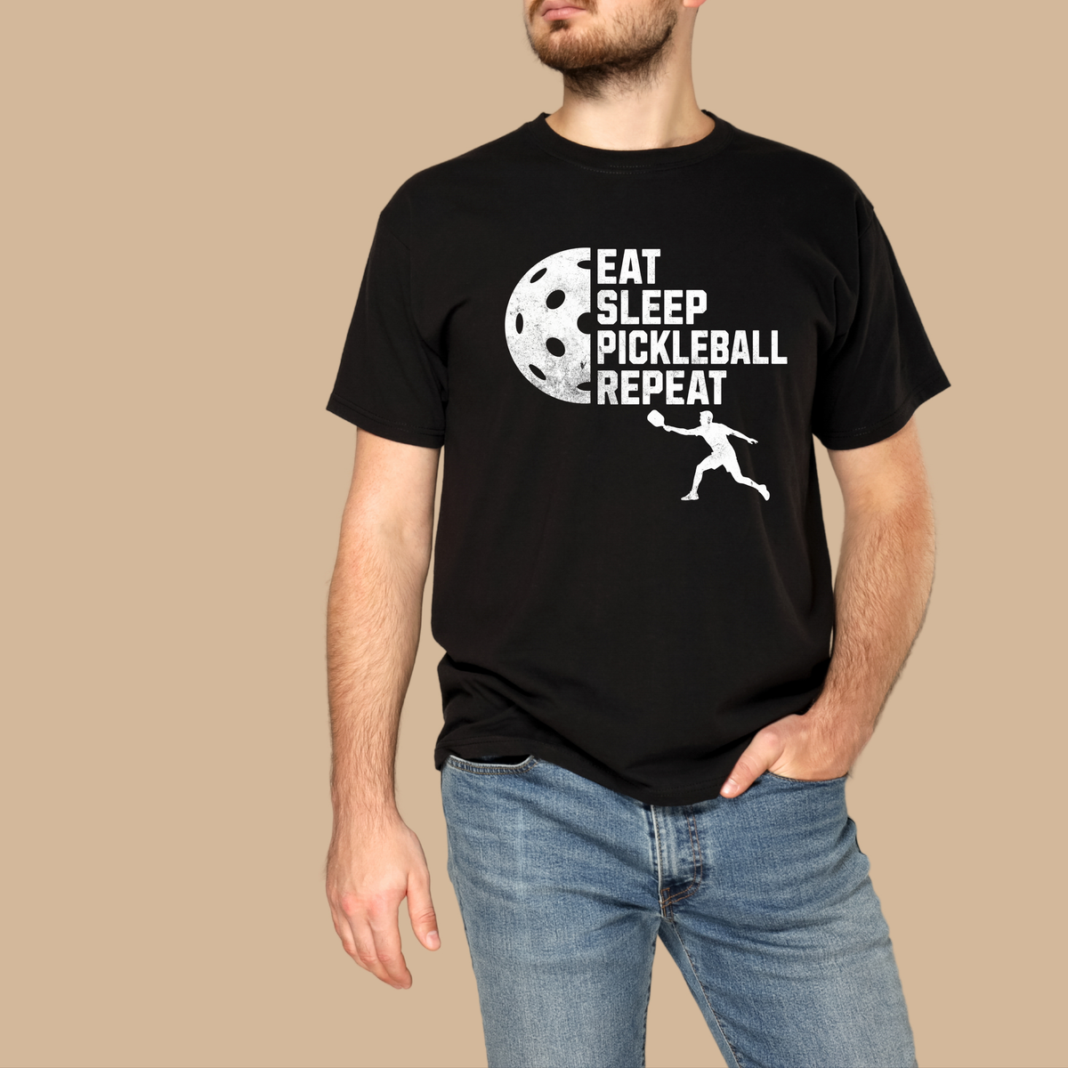 Eat Sleep Pickleball Repeat Tee | Pickleball Player Graphic Shirt, Sports Lover, Trendy Pickleball Tee Unisex, Team T-Shirt, Silhouette Tee