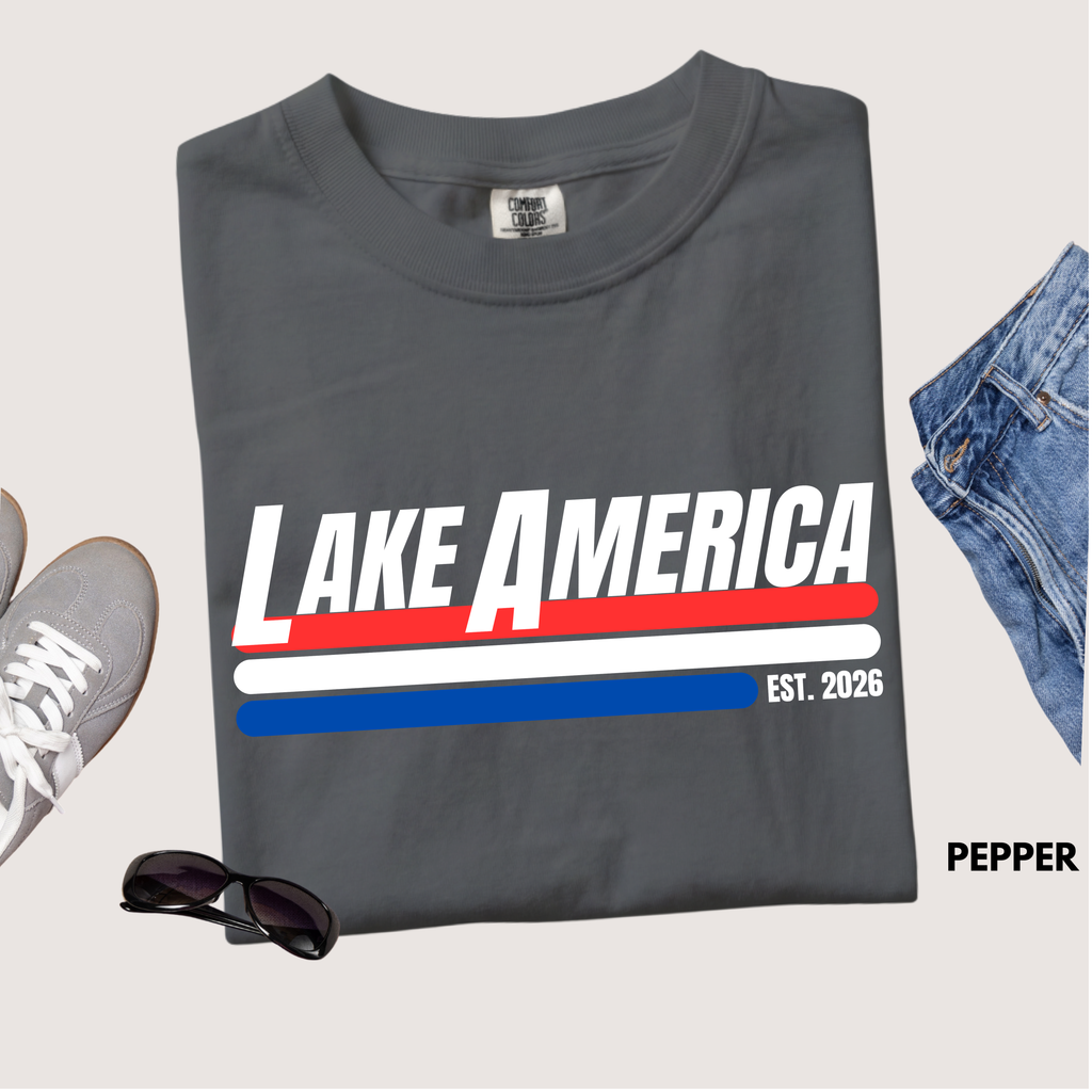 Lake America Shirt, Patriotic Lake Life Tee, 4th of July Shirt, American Flag Lake Shirt, Summer Lake Tee, Boating Shirt, Unisex T-Shirt