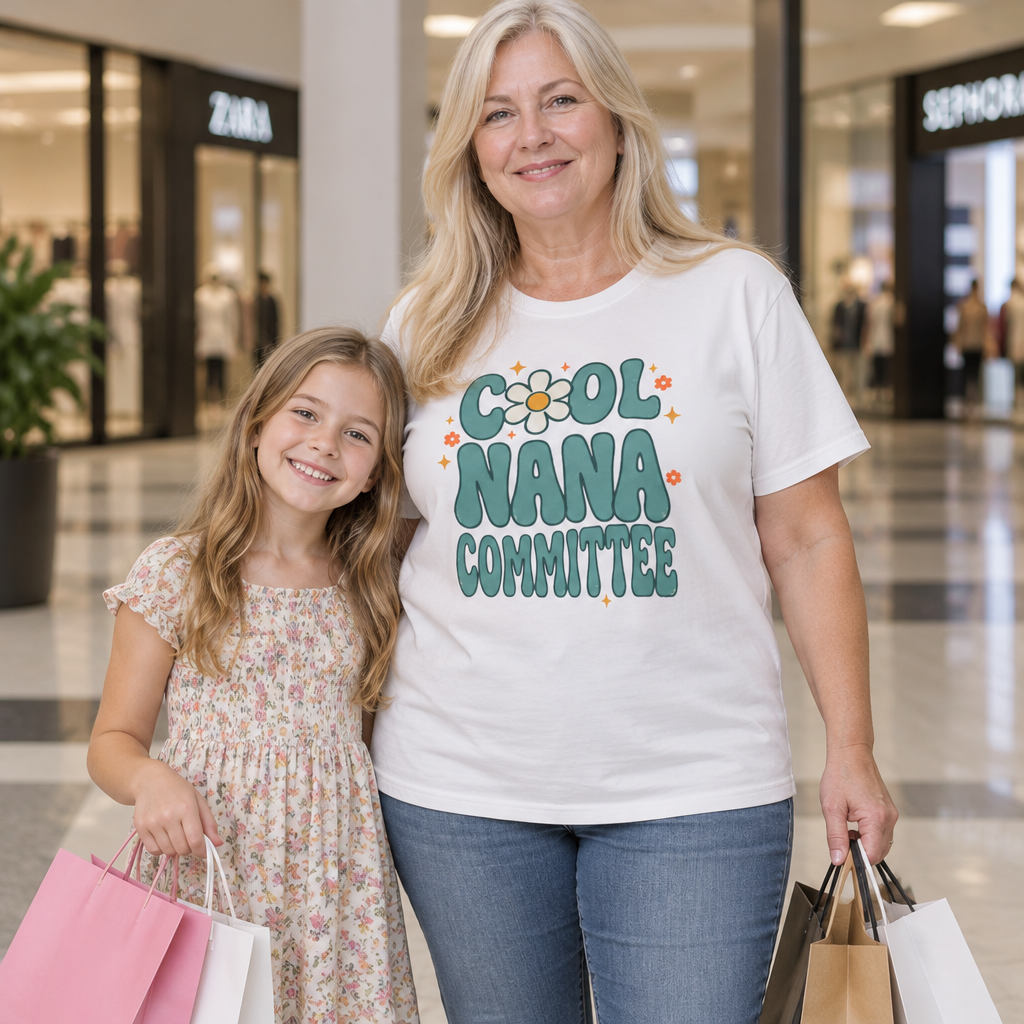 Cool Nana Committee Shirt, Retro Grandma Tee, Daisy Flower Nana Gift, Mothers Day Gift for Grandma, Pregnancy Announcement Tee