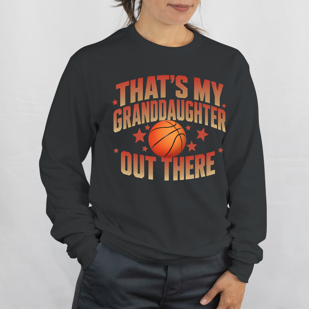 Thats My Granddaughter Out There Long Sleeve Tee, Basketball Grandma Shirt, Basketball Grandpa Gift, Game Day Top, Grandparent Sports Tee