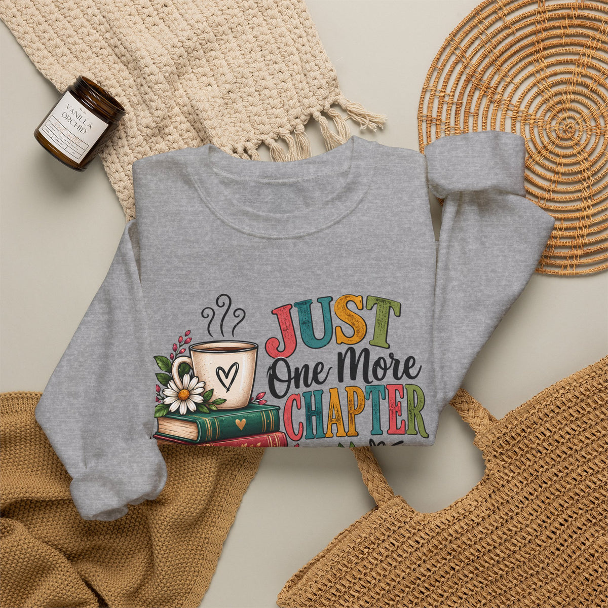 Just One More Chapter Sweatshirt, Book Lover Sweatshirt, Reading Shirt, Bookworm Gift, Coffee and Books Shirt, Librarian Gift, Bookish Tee