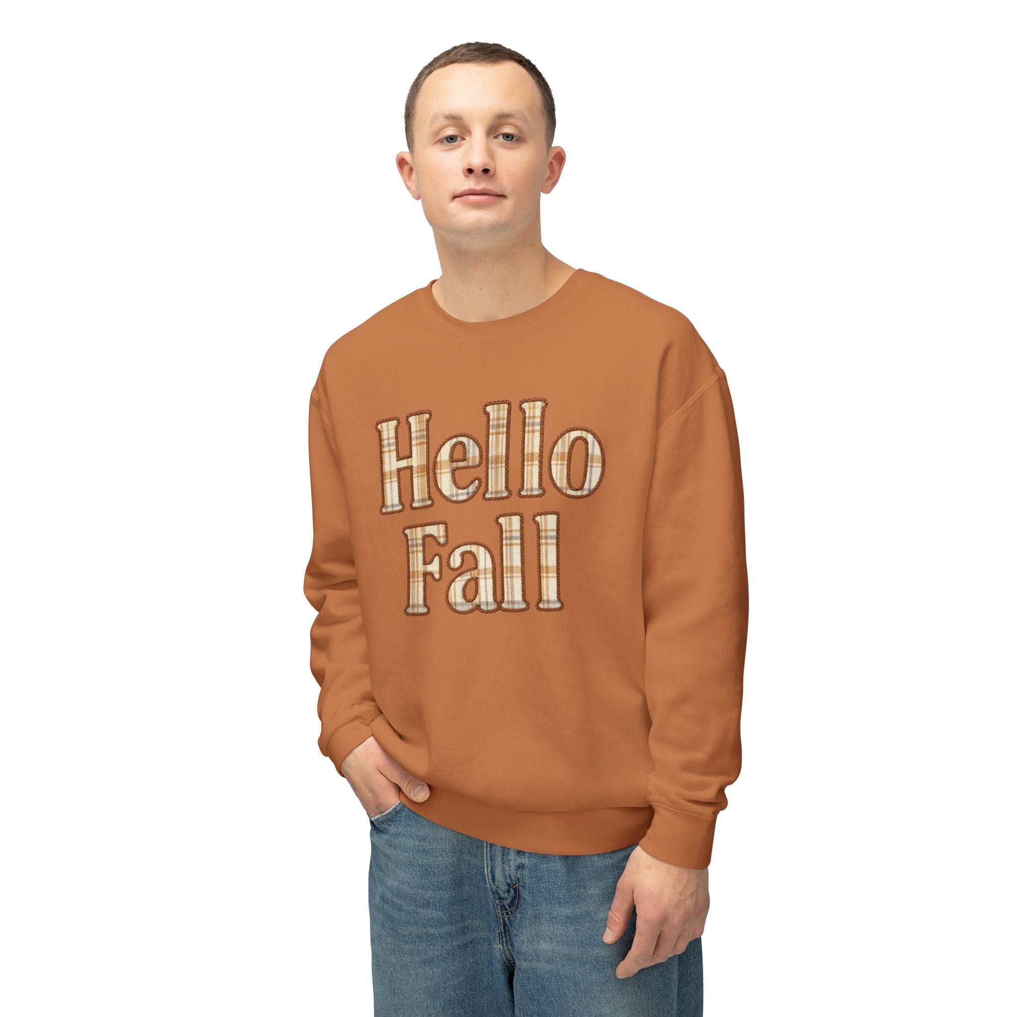 Hello Fall Plaid Design | Faux Embroidery Appliqué Fall Shirt Design