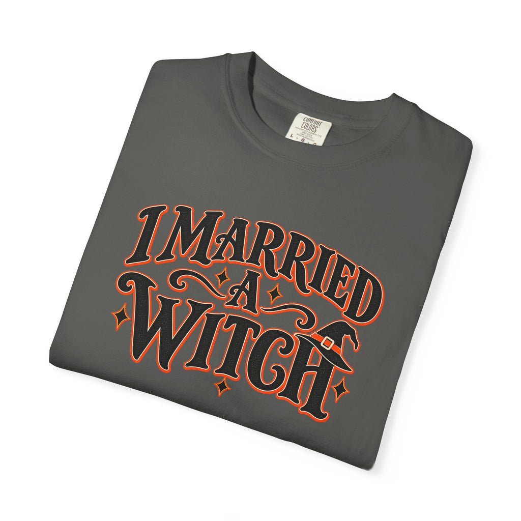 I Married A Witch Shirt, Funny Halloween Shirt, Witch Husband Shirt, Halloween Couple Shirt, Spooky Season Tee, Witchy Wife Gift for Him