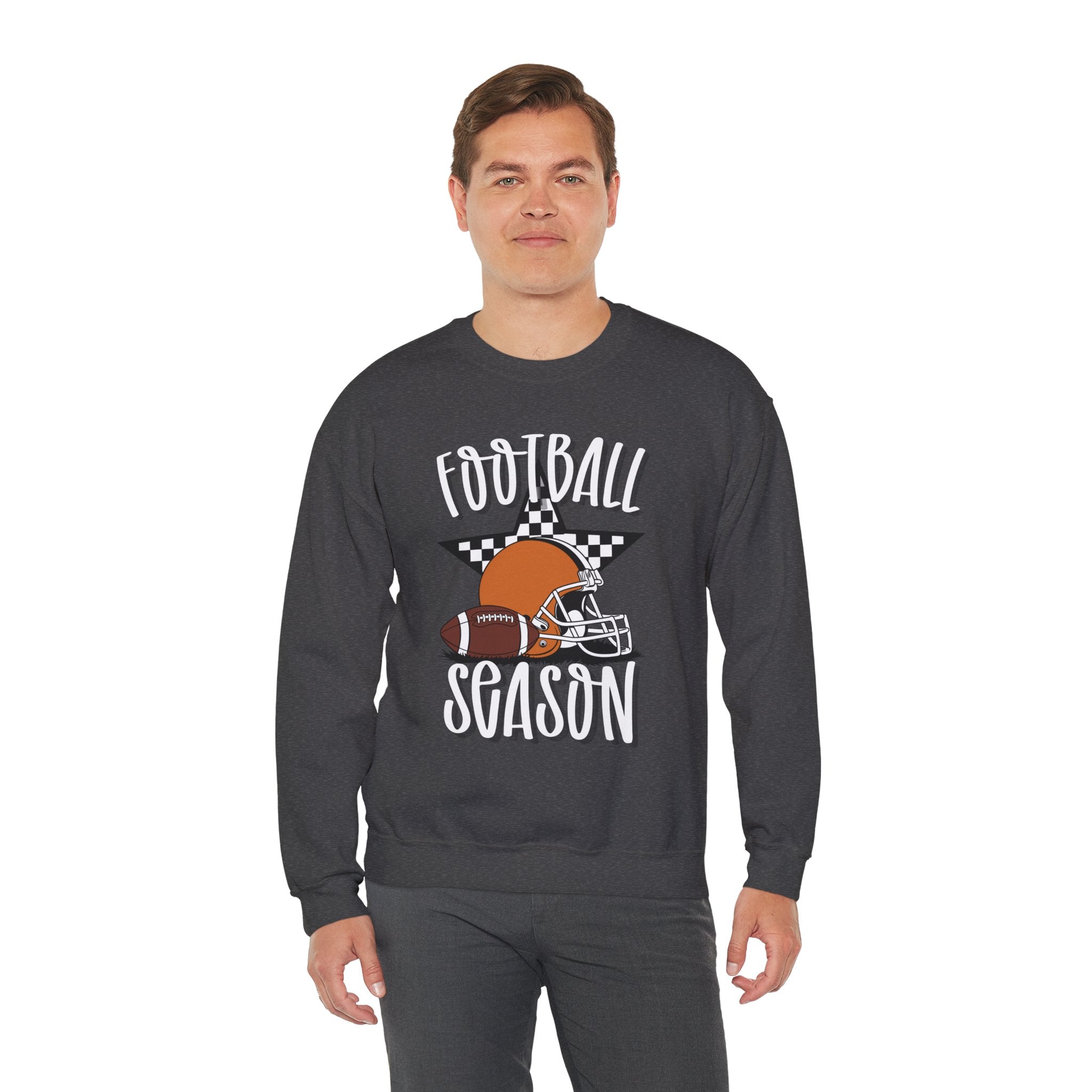 Football Season Sweatshirt, Football Helmet Shirt, Game Day Sweatshirt, Football Mom Shirt, Checkered Star Football Tee, Fall Sports Gift