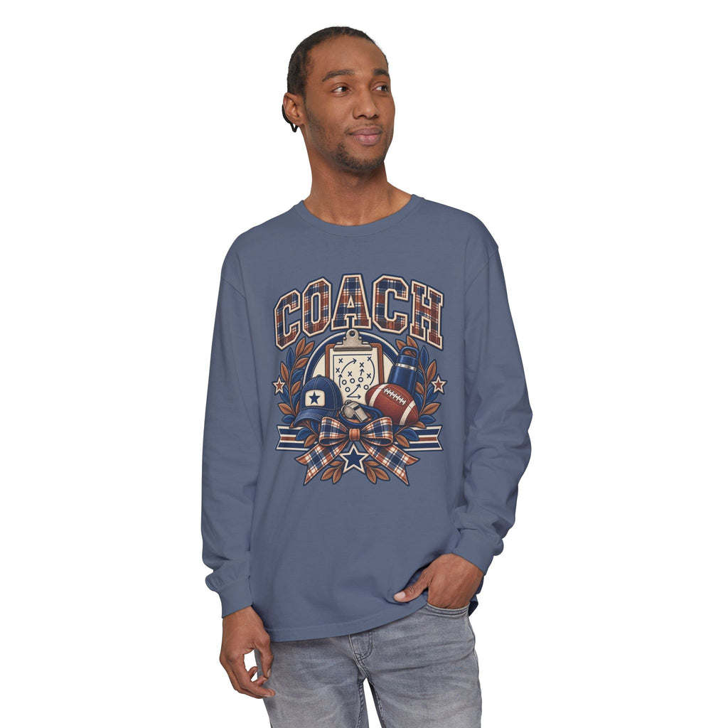 Coach Playbook Football Helmet Long Sleeve Shirt | Vintage Sports Graphic