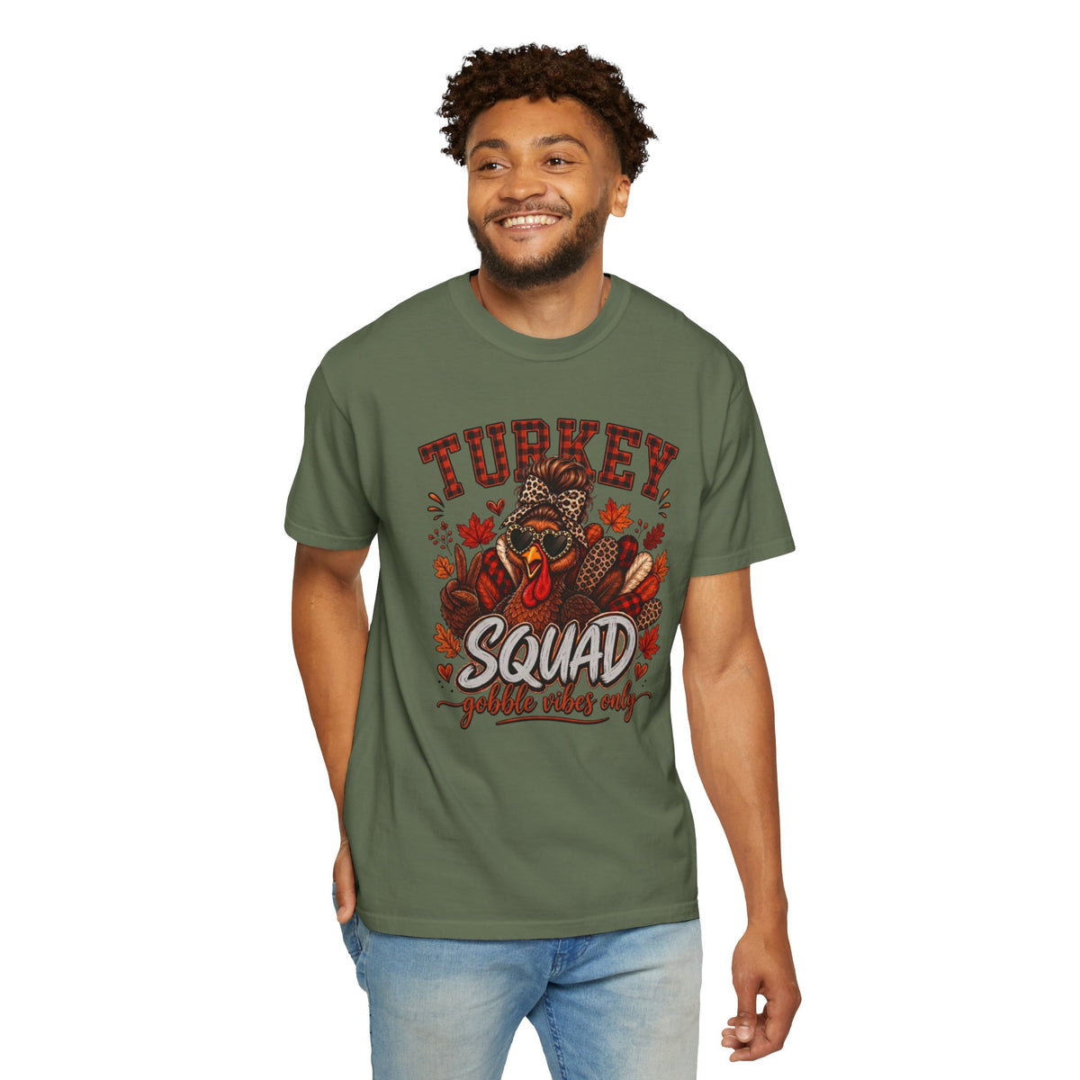 Comfort Colors Turkey Squad T-Shirt, Funny Thanksgiving Shirt, Turkey With Sunglasses T-Shirt, Fall Autumn T-Shirt, Thanksgiving Gift