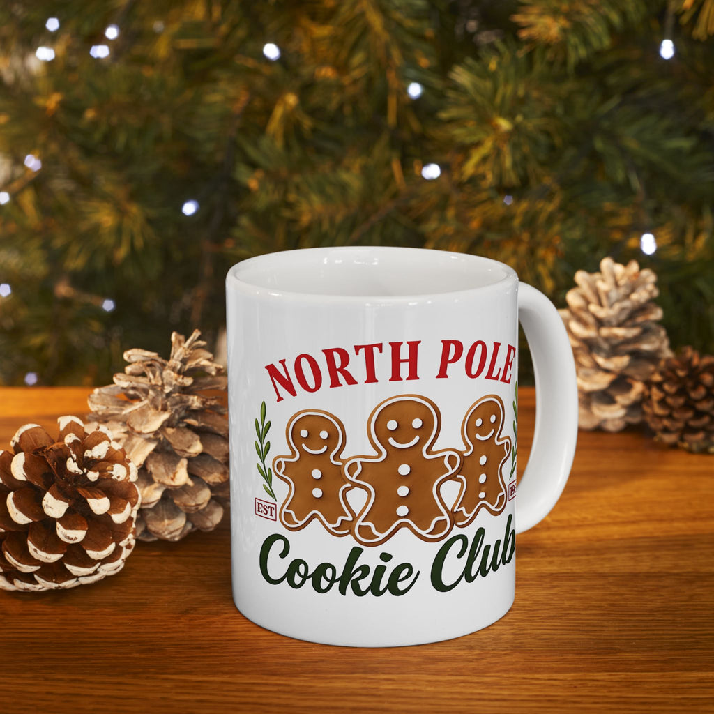 North Pole Cookie Club Ceramic Mug, Christmas Gift, Holiday Decor, Coffee Cup, Gingerbread Lover's Mug