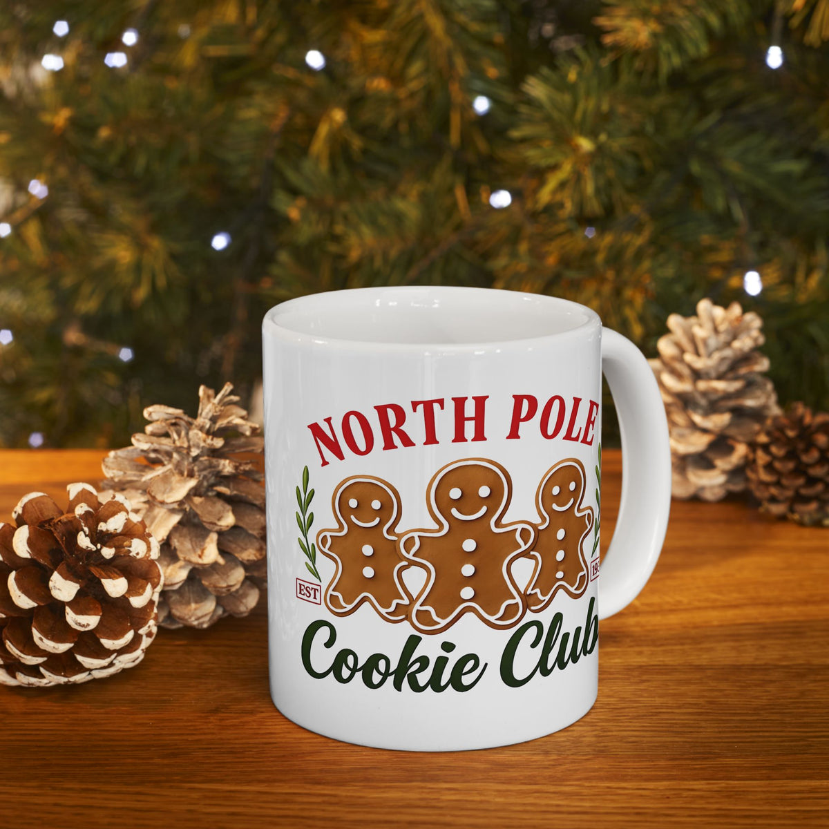 North Pole Cookie Club Ceramic Mug, Christmas Gift, Holiday Decor, Coffee Cup, Gingerbread Lover's Mug