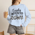 Easily Distracted By Cows Sweatshirt, Cow Print Crewneck, Funny Farm Shirt, Cow Lover Gift, Farm Life Sweater, Country Girl Pullover