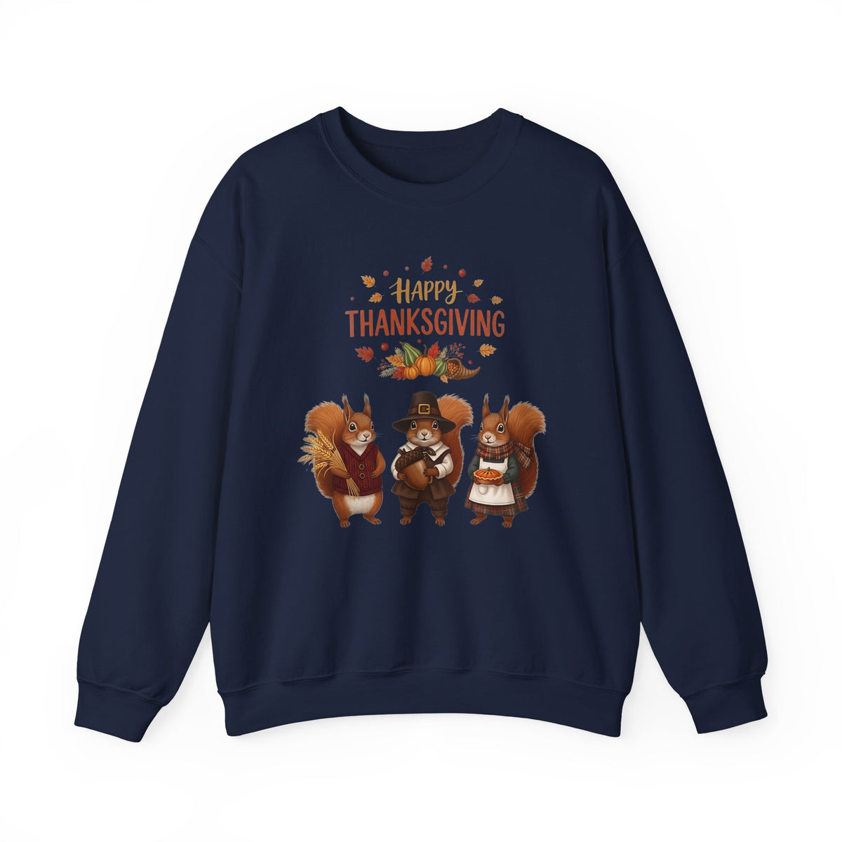Thanksgiving Squirrel Sweatshirt, Cozy Fall Apparel, Holiday Gift, Unisex Crewneck, Cute Thanksgiving Outfit, Fall Vibes