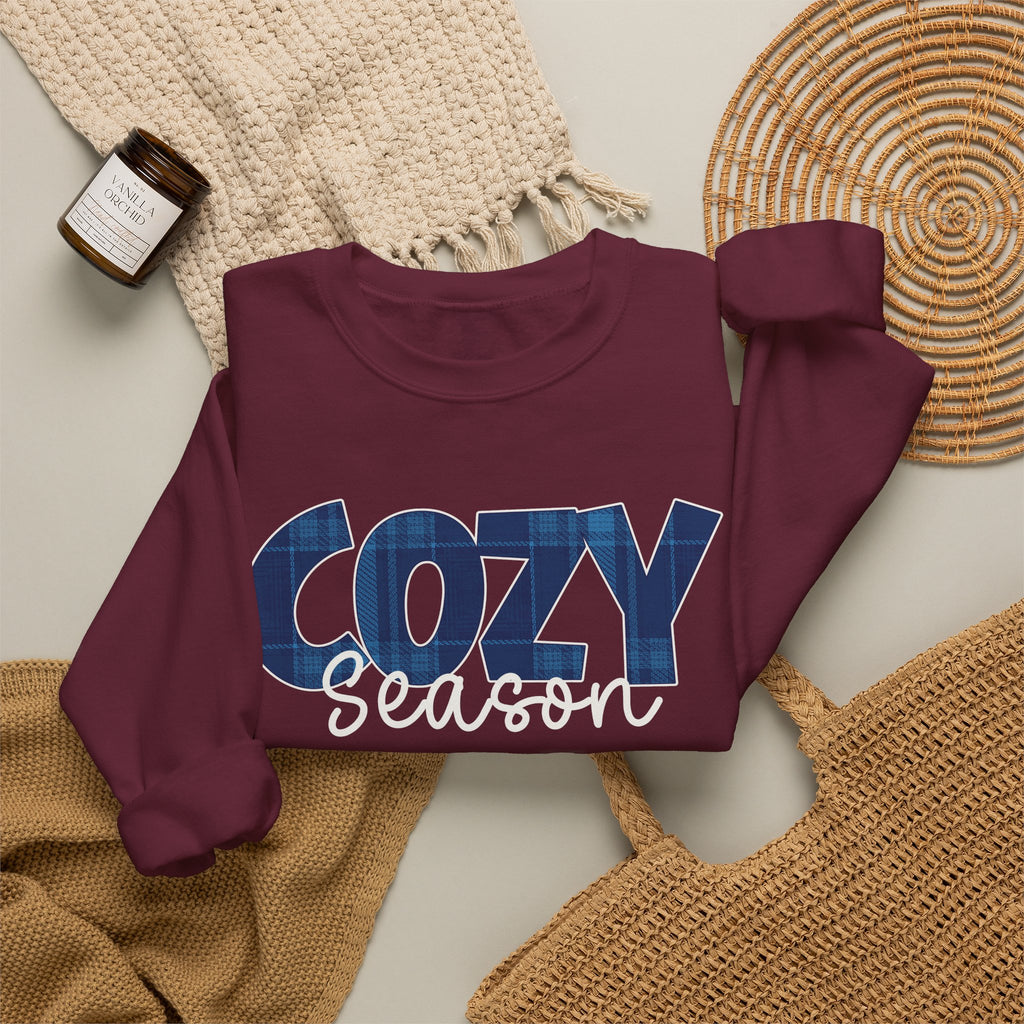 Cozy Season Sweatshirt, Plaid Cozy Season Shirt, Fall Sweatshirt, Cozy Season Crewneck, Autumn Sweatshirt, Fall Plaid Shirt, Fall Gift