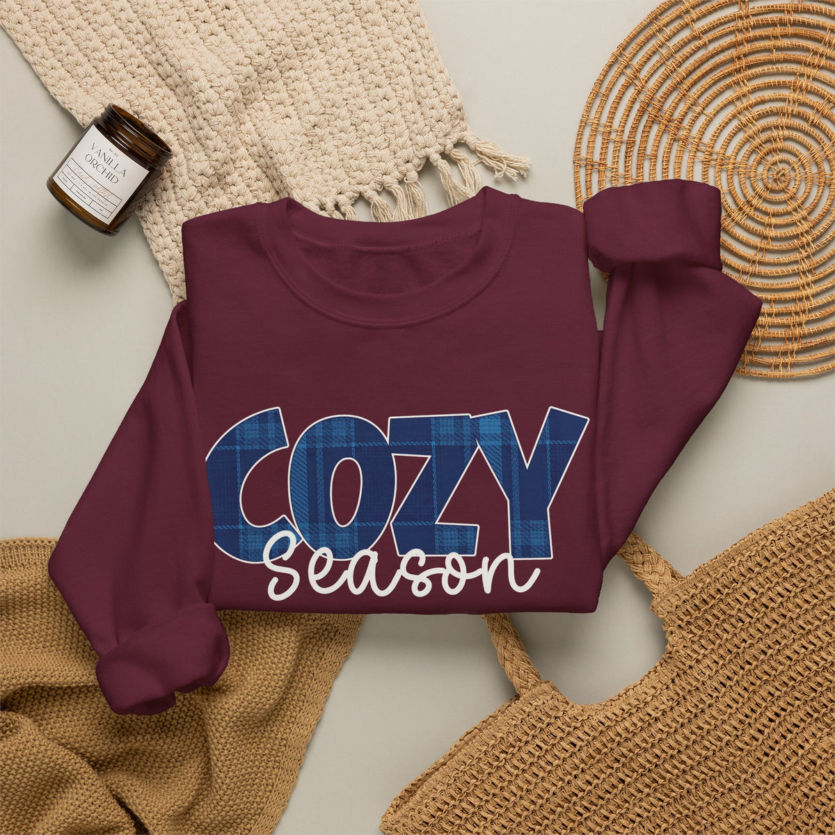 Cozy Season Sweatshirt, Plaid Cozy Season Shirt, Fall Sweatshirt, Cozy Season Crewneck, Autumn Sweatshirt, Fall Plaid Shirt, Fall Gift