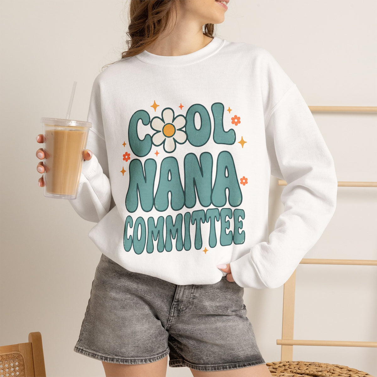Cool Nana Committee Sweatshirt, Retro Grandma Crewneck, Daisy Flower Nana Gift, Mothers Day Gift for Grandma, Pregnancy Announcement