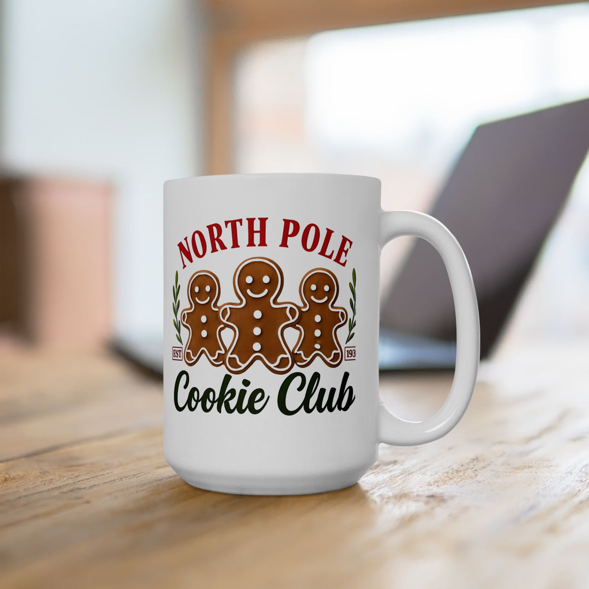 North Pole Cookie Club Ceramic Mug, Christmas Gift, Holiday Decor, Coffee Cup, Gingerbread Lover's Mug