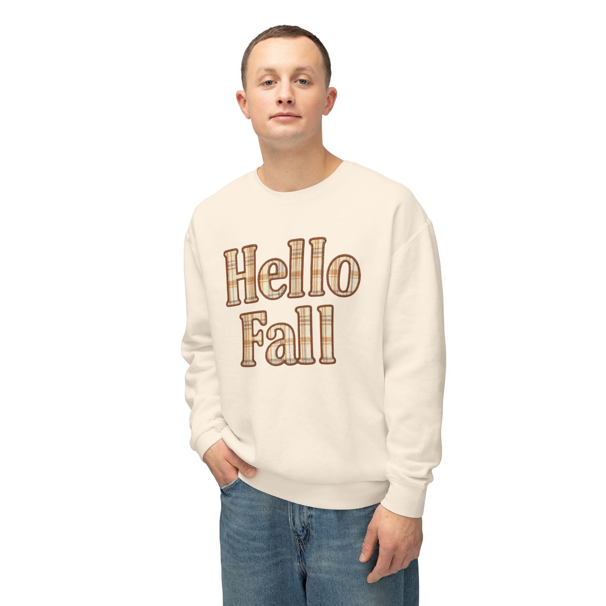 Hello Fall Plaid Design | Faux Embroidery Appliqué Fall Shirt Design