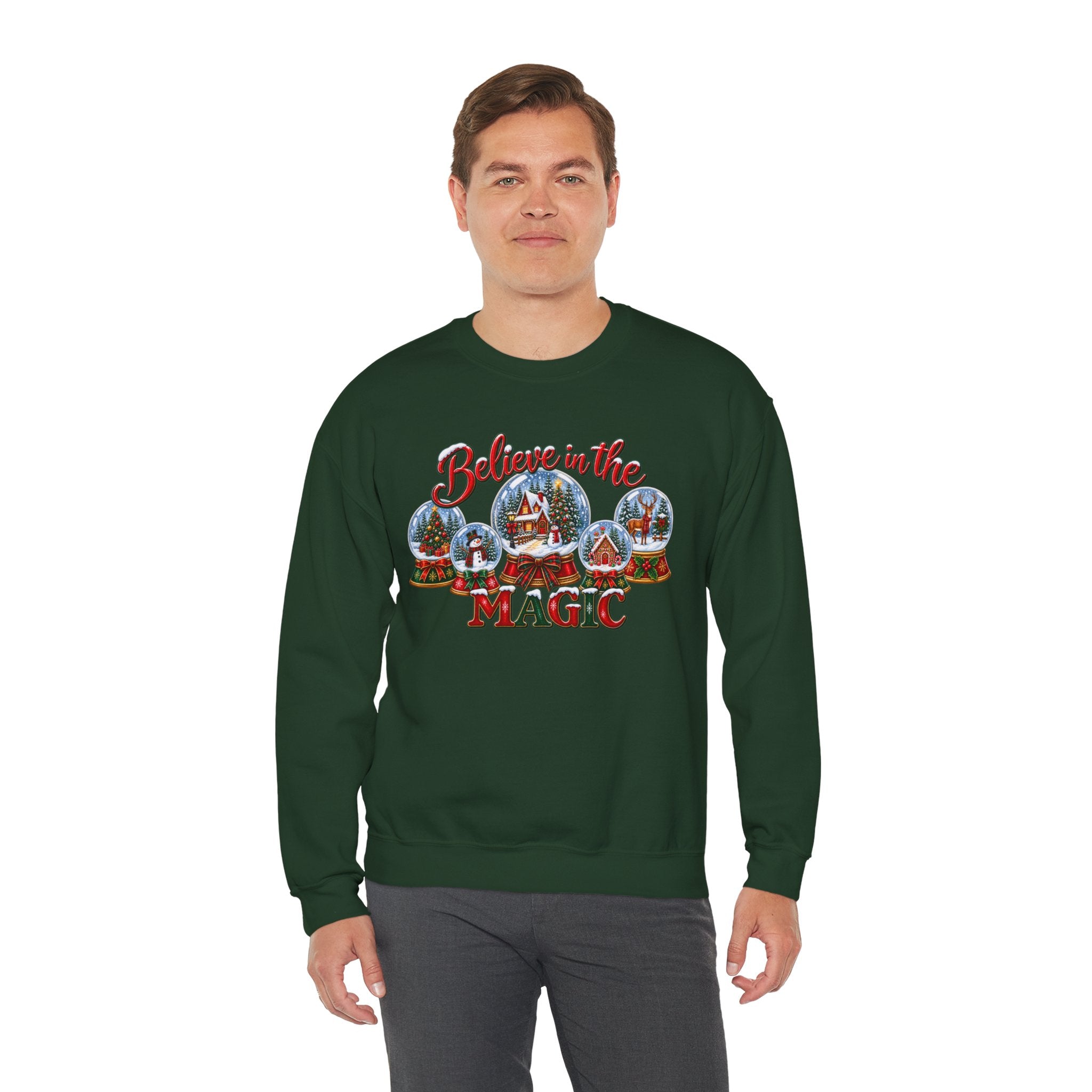 Believe in the Magic Sweatshirt, Christmas Snow Globe Sweatshirt, Retro Christmas Shirt, Winter Holiday Sweatshirt, Christmas Village Tee