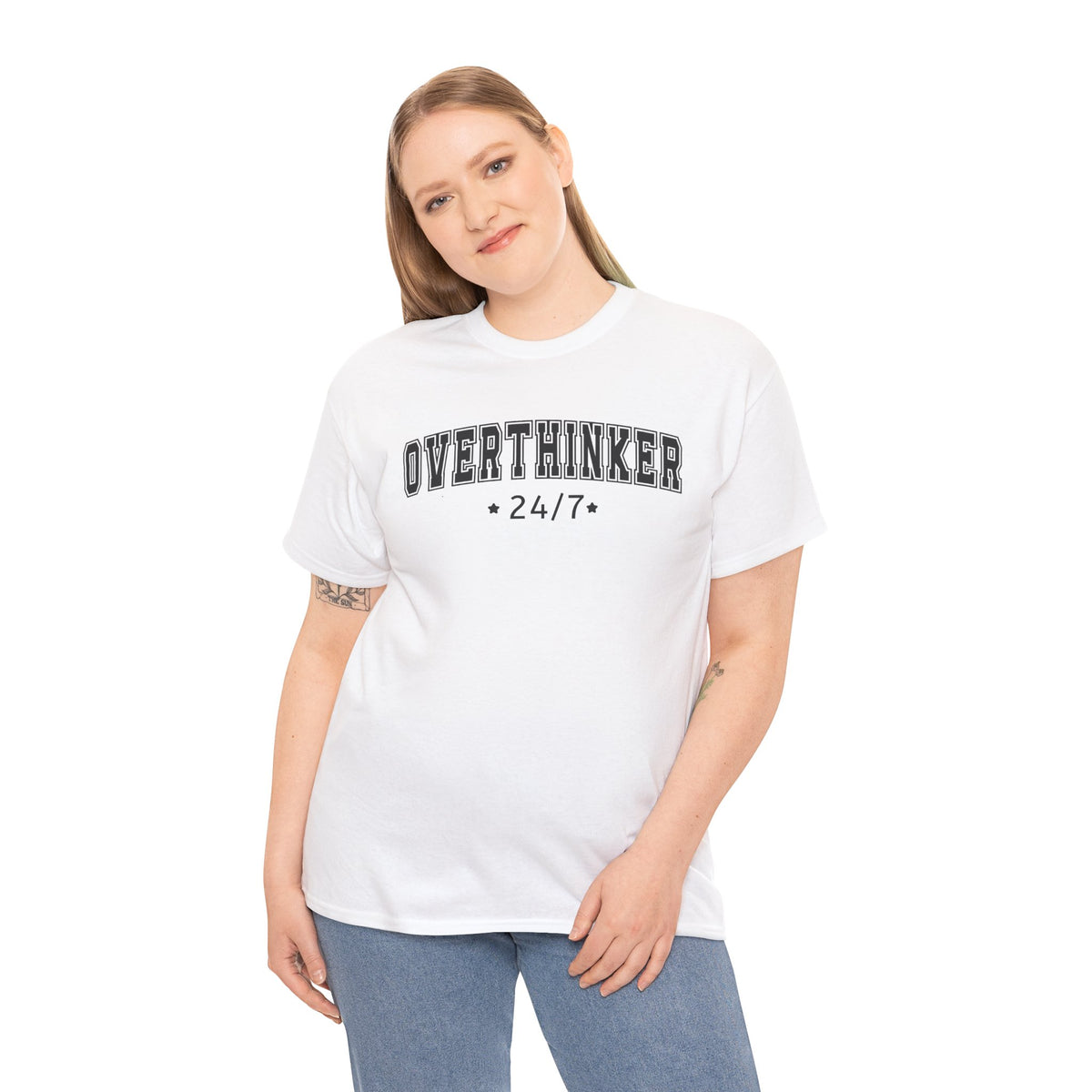 Overthinker 24/7 Tee | Graphic Mental Health Typography, Casual Shirt, Statement T-shirt, Basic T-shirt, Casual Tee, Unisex, Popular Tee