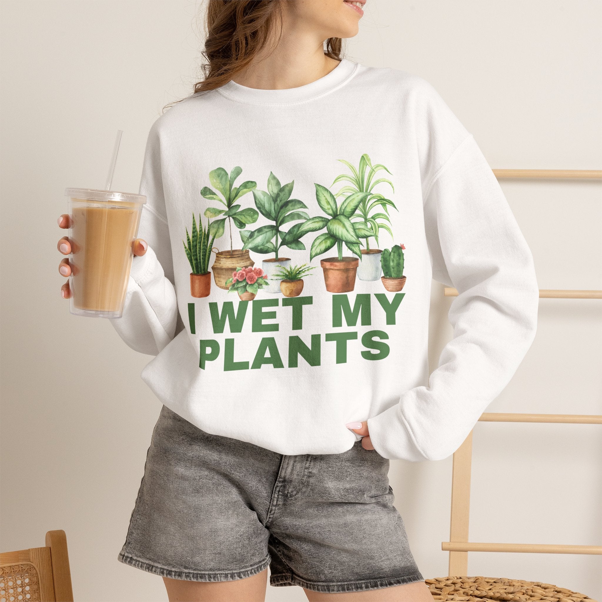 I Wet My Plants Sweatshirt, Funny Plant Lady Crewneck, Plant Mom Gift, Watercolor Houseplant Shirt, Cottagecore Sweatshirt for Her