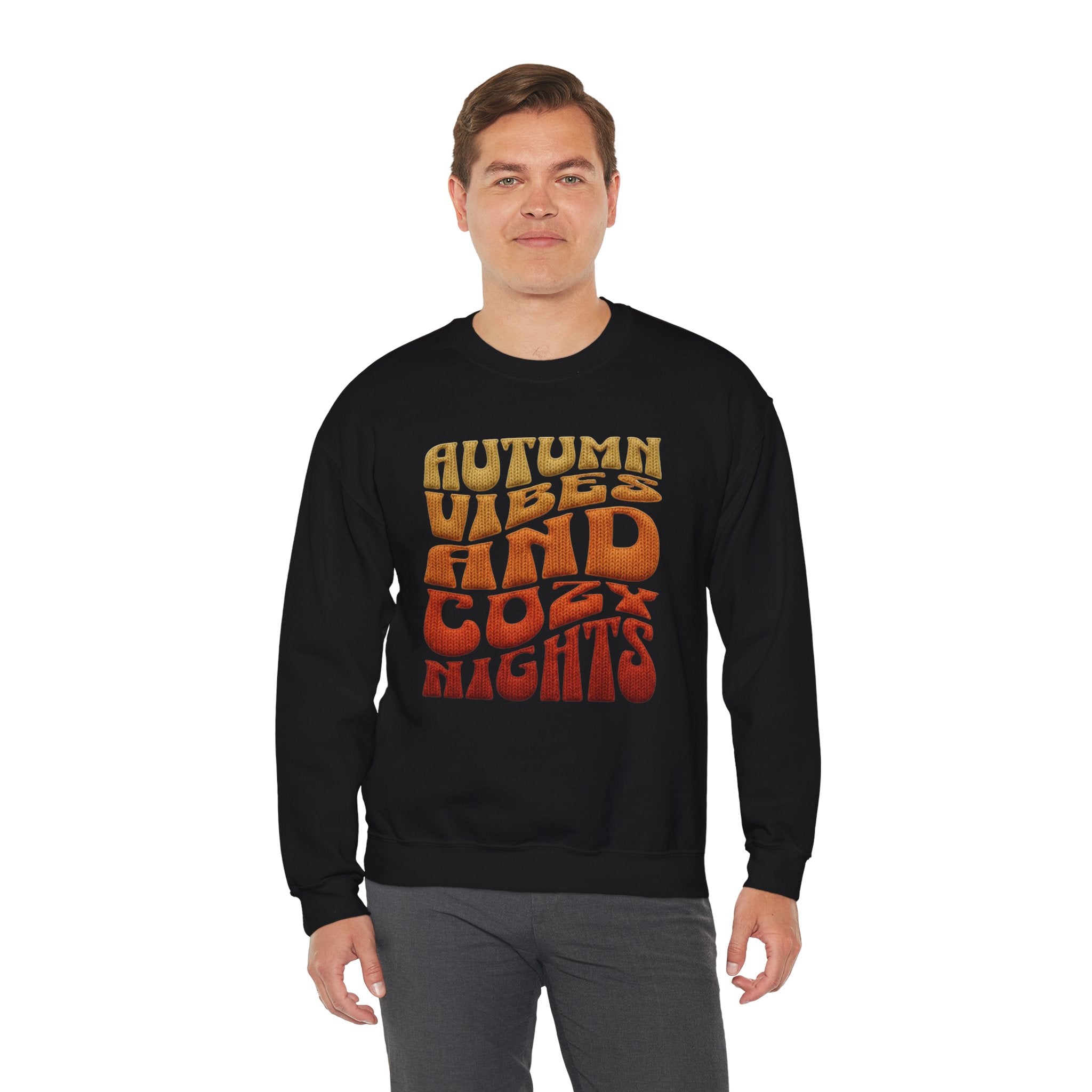 Autumn Vibes And Cozy Nights Sweatshirt, Retro Wavy Text Fall Crewneck, Groovy Autumn Sweater, Fall Vibes Shirt, Cozy Season Pullover Gift