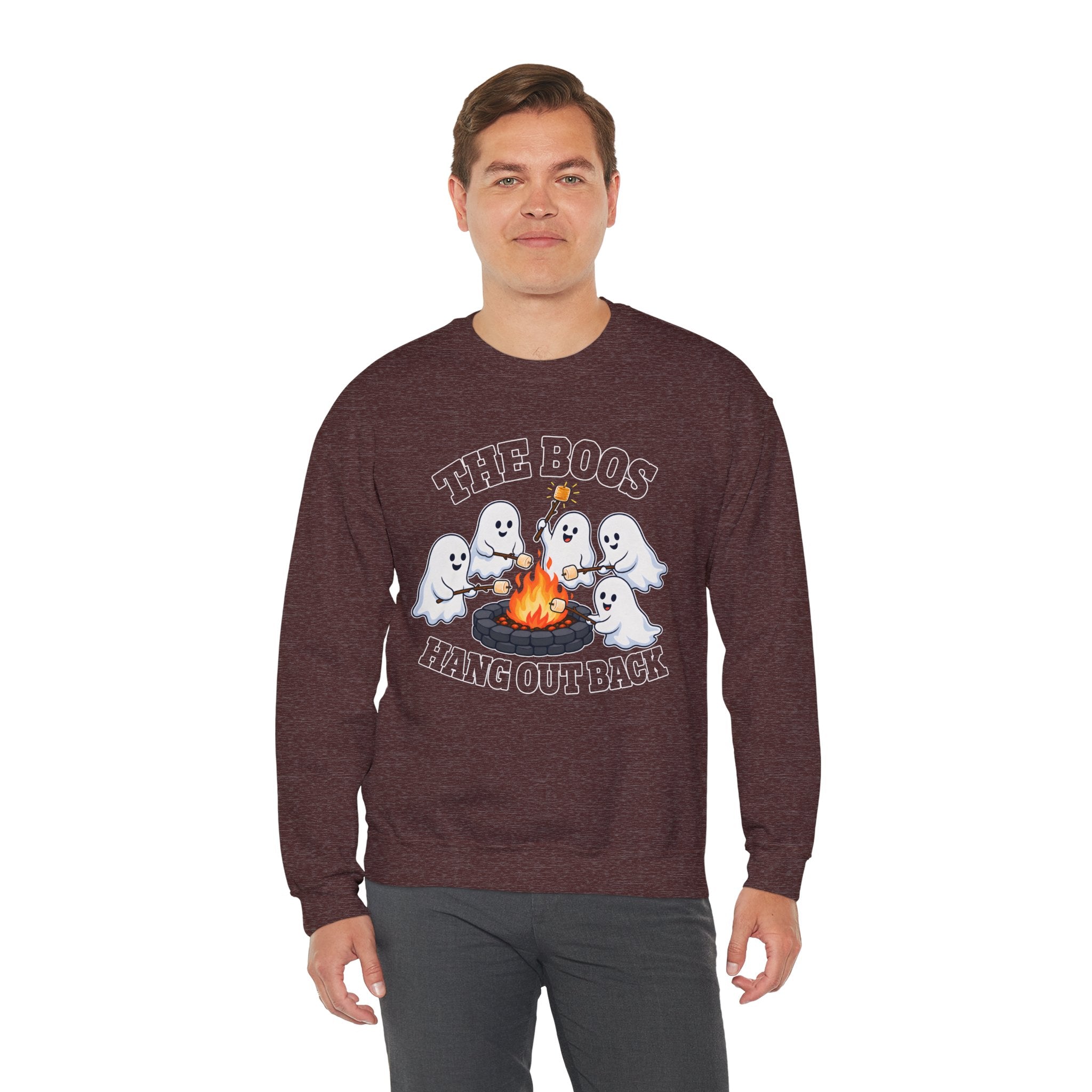 The Boos Hang Out Back Sweatshirt, Funny Halloween Ghost Campfire Shirt, Cute Ghost Bonfire Crewneck, Spooky Fall Sweater, Halloween Gift