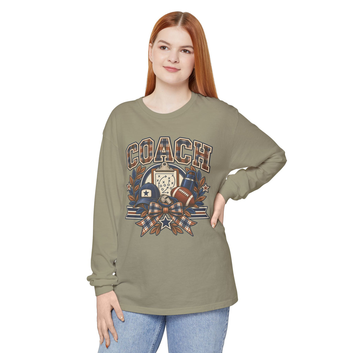 Coach Playbook Football Helmet Long Sleeve Shirt | Vintage Sports Graphic