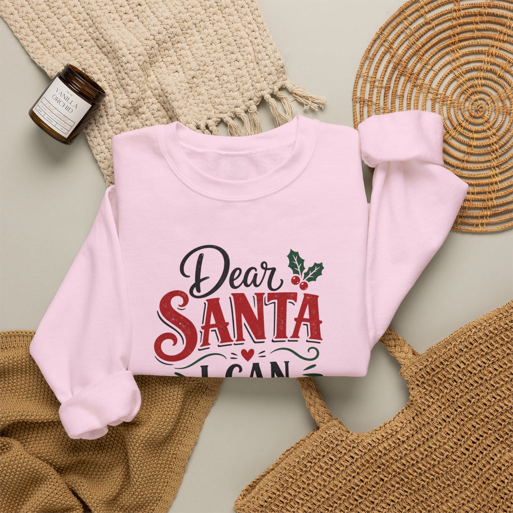 Dear Santa I Can Explain Sweatshirt, Funny Coffee Lover Christmas Shirt, Cute Holiday Crewneck, Sarcastic Xmas Coffee Gift for Her Women