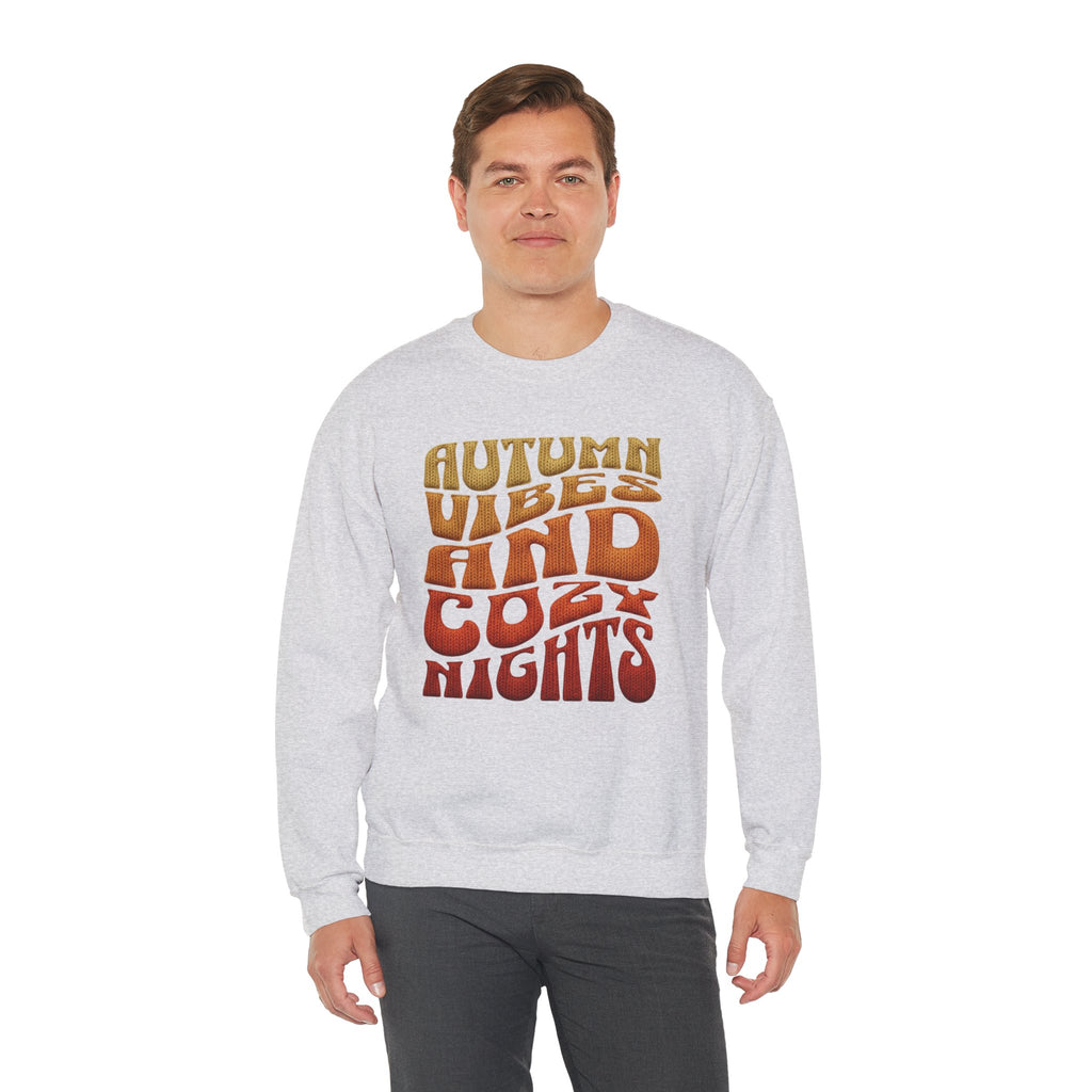Autumn Vibes And Cozy Nights Sweatshirt, Retro Wavy Text Fall Crewneck, Groovy Autumn Sweater, Fall Vibes Shirt, Cozy Season Pullover Gift